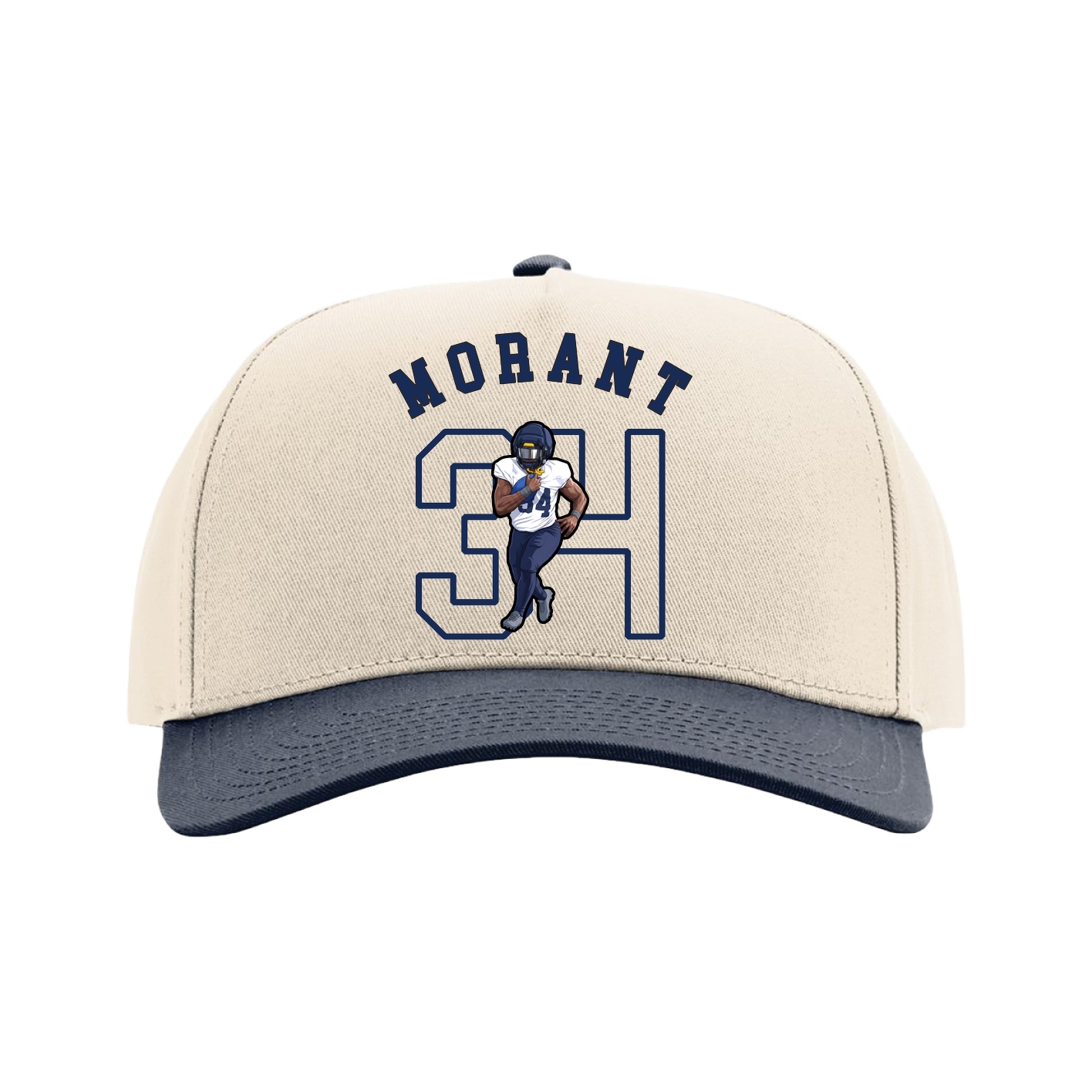 Full Fabric Five-Panel Champ Cap — Shirsey Arch in Cream/Navy
