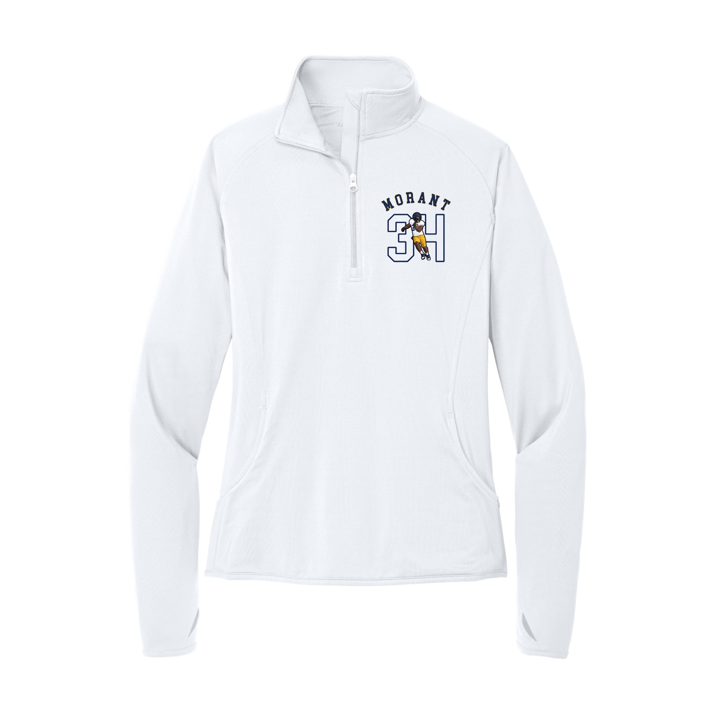 Women's Q-Zip Pullover — Shirsey Arch in White