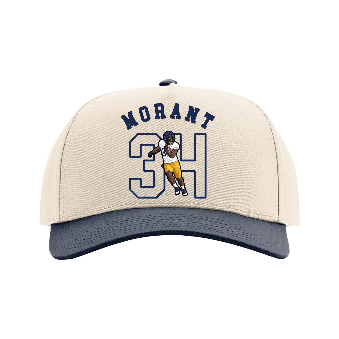 Full Fabric Five-Panel Champ Cap — Shirsey Arch in Cream/Navy