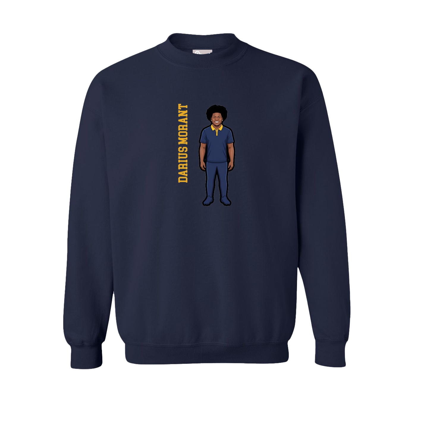 Fleece Crew — Name Vertical in Navy
