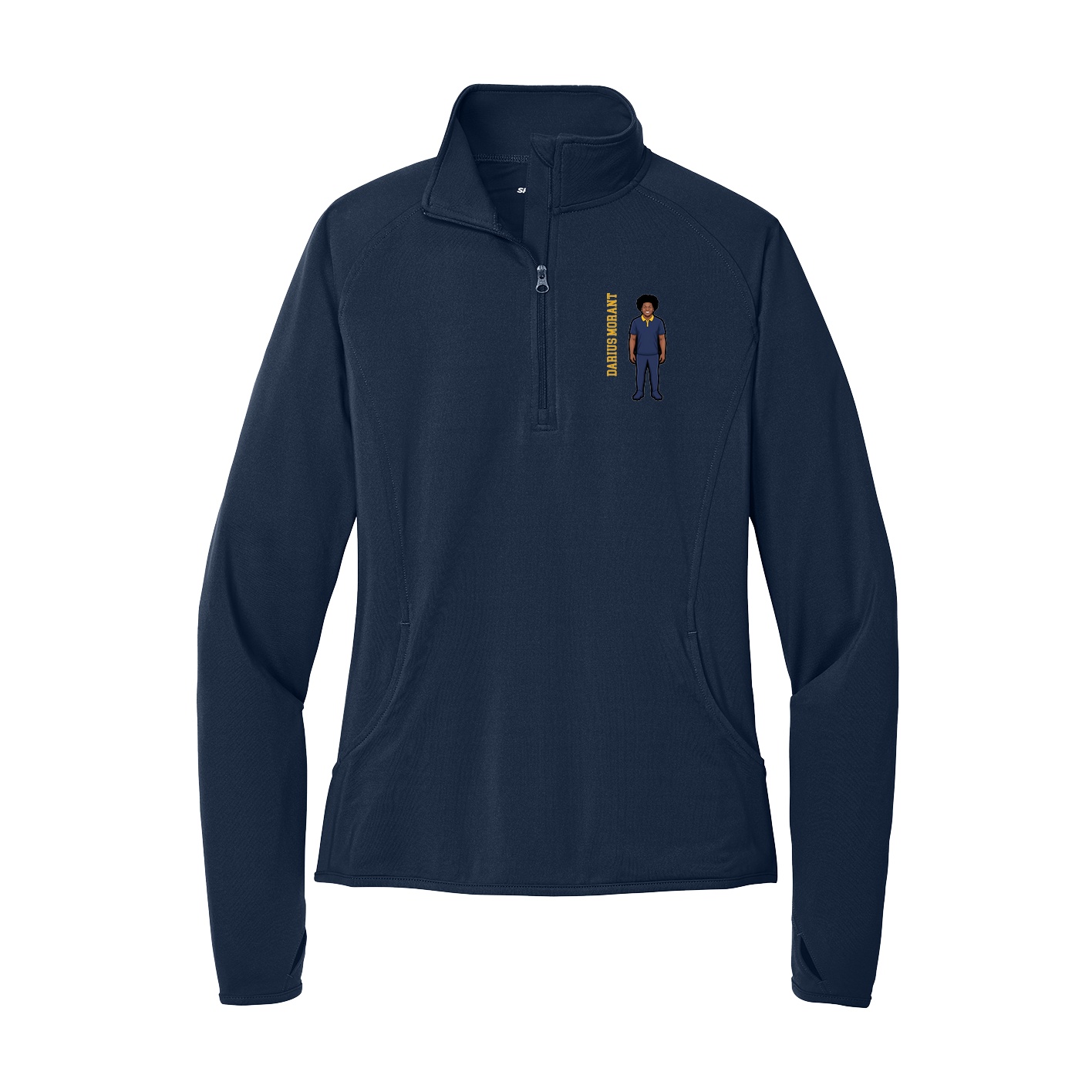 Women's Q-Zip Pullover — Name Vertical in Navy