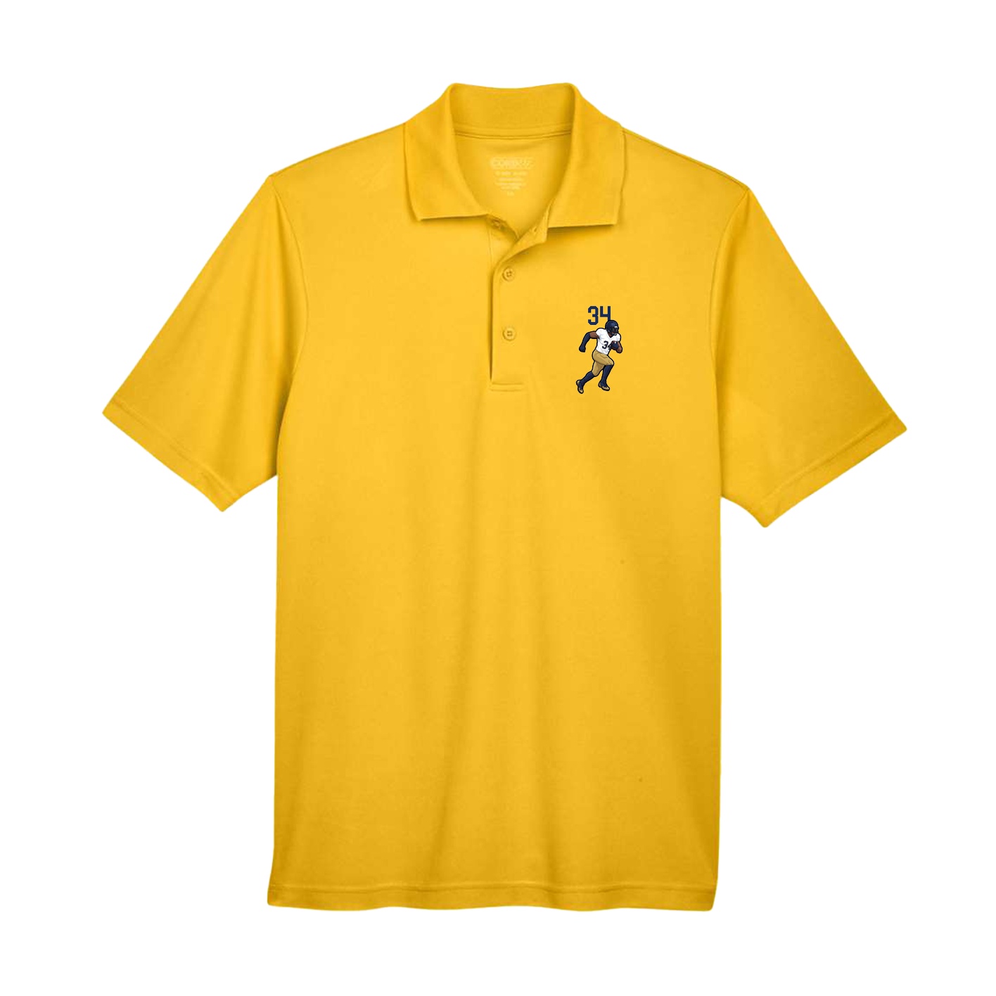 Performance Polo — Number Top in Gold