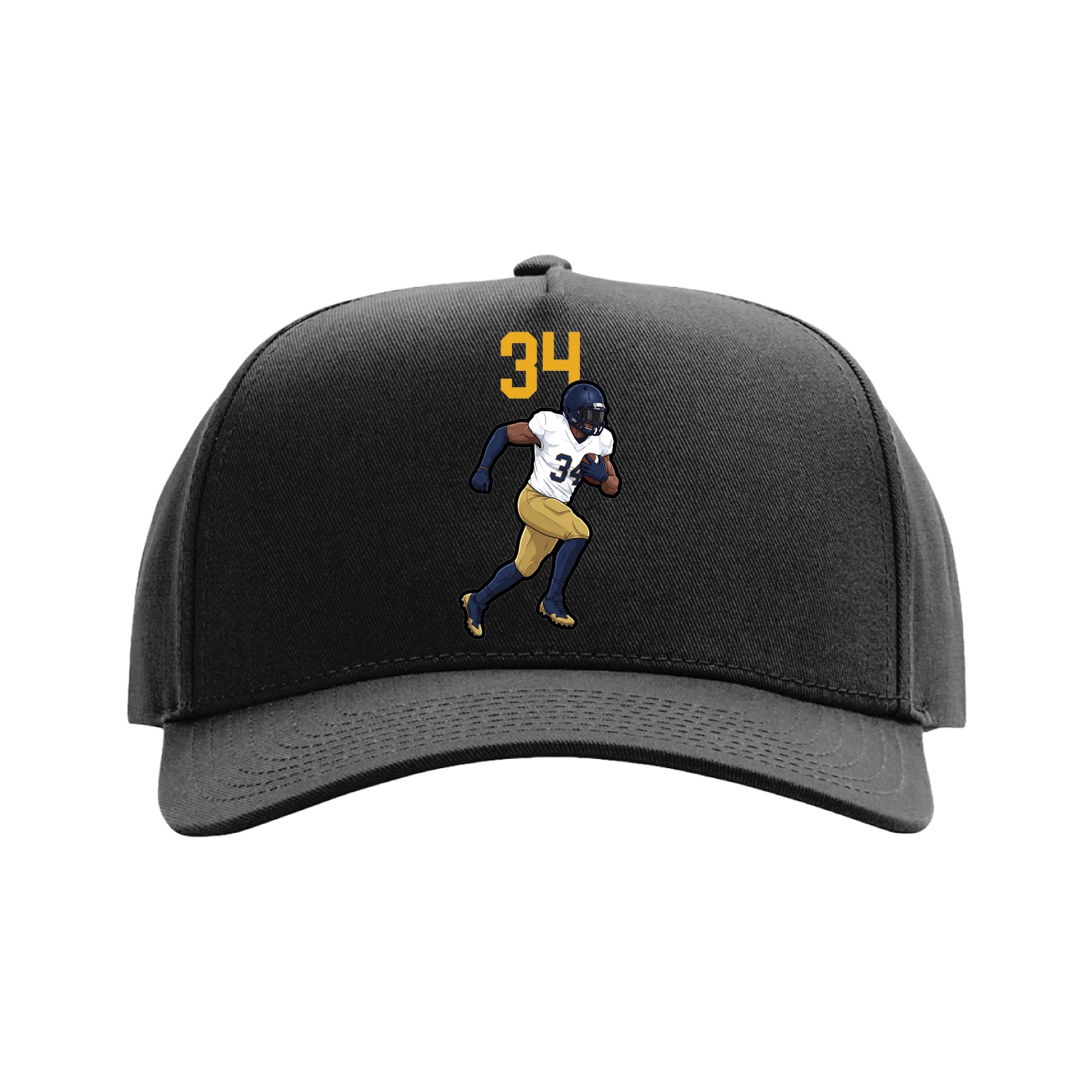 Full Fabric Five-Panel Champ Cap — Number Top in Black