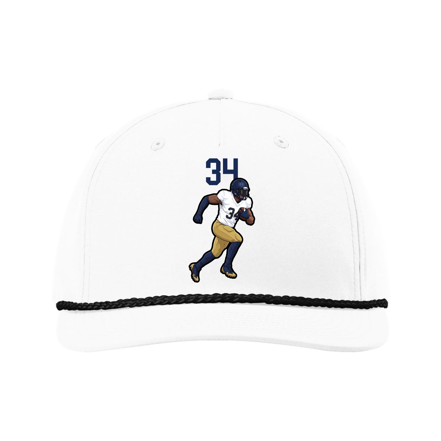 Five-Panel Classic Rope Cap — Number Top in White
