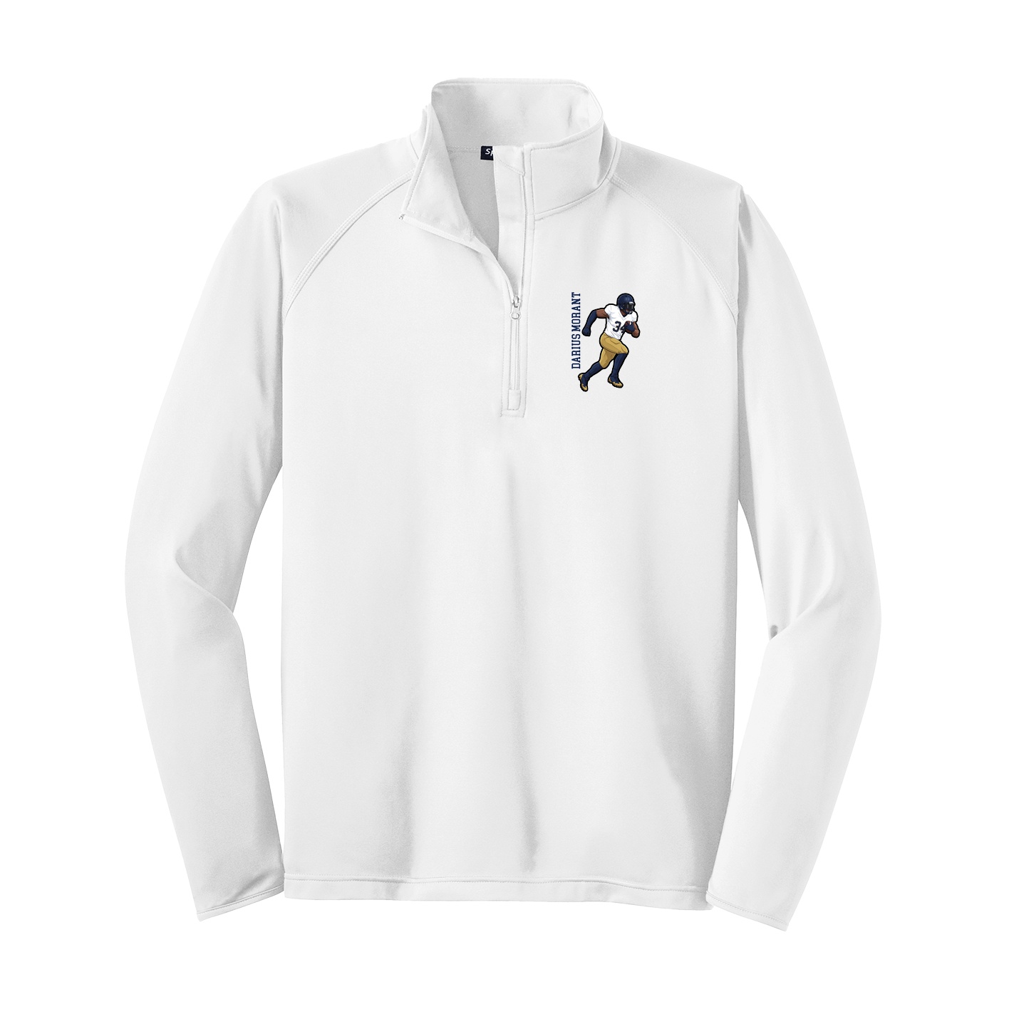 Q-Zip Pullover — Name Vertical in White