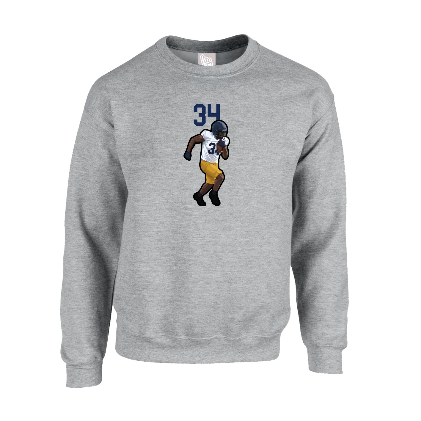 Fleece Crew — Number Top in Grey