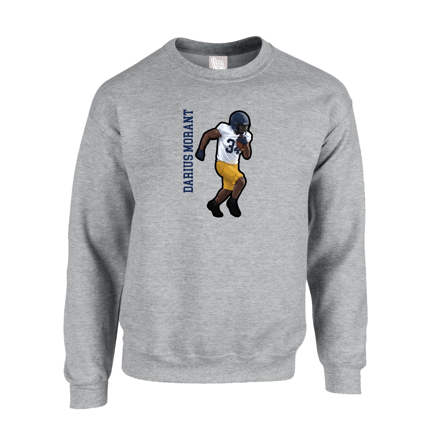 Fleece Crew — Name Vertical in Grey