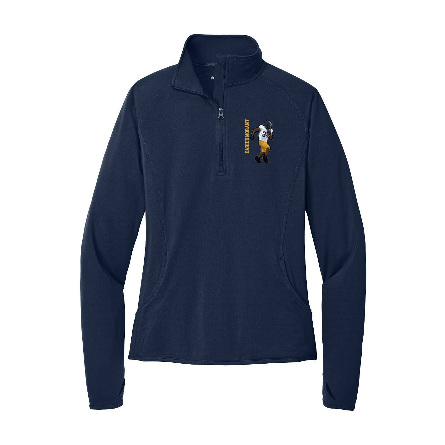 Women's Q-Zip Pullover — Name Vertical in Navy