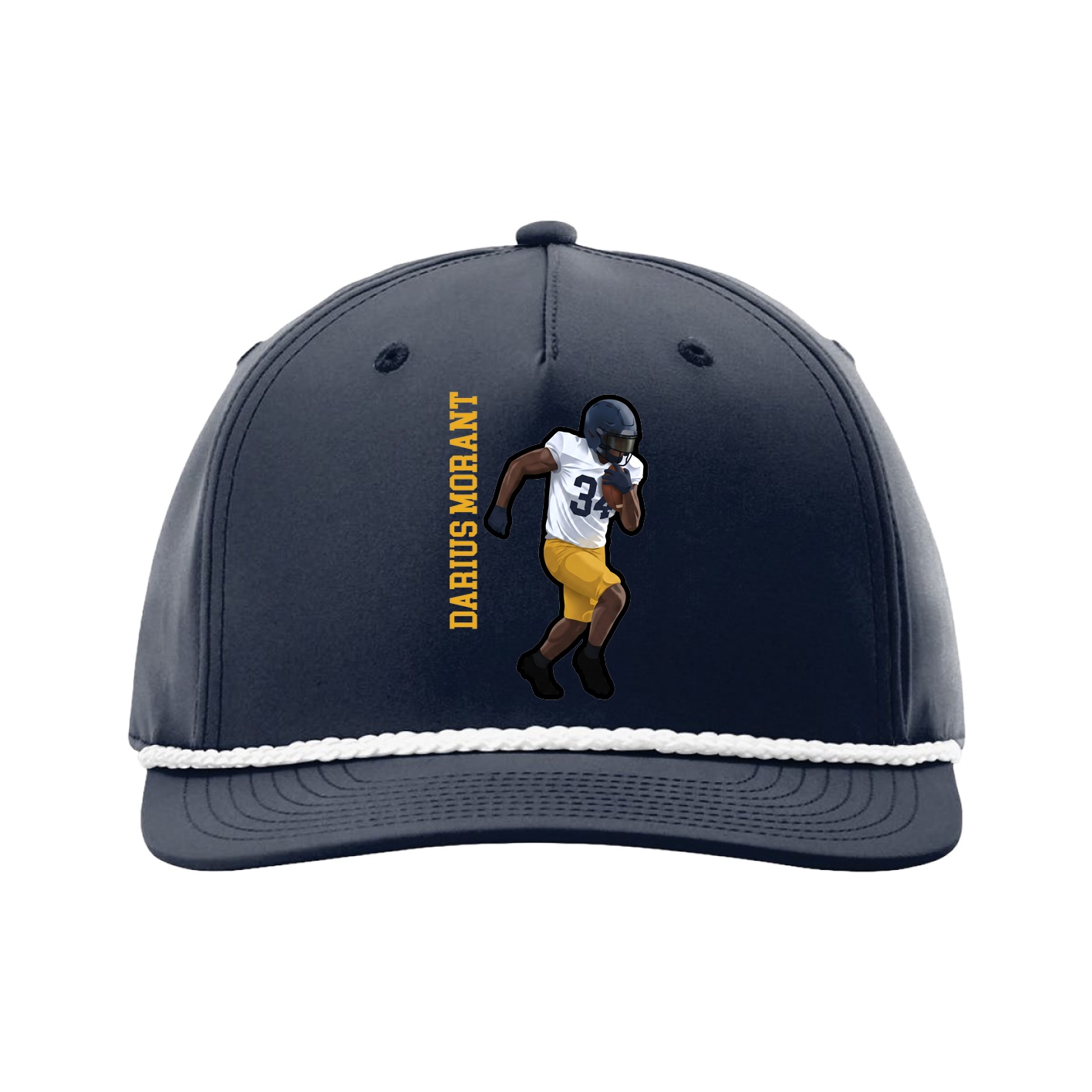 Five-Panel Classic Rope Cap — Name Vertical in Navy