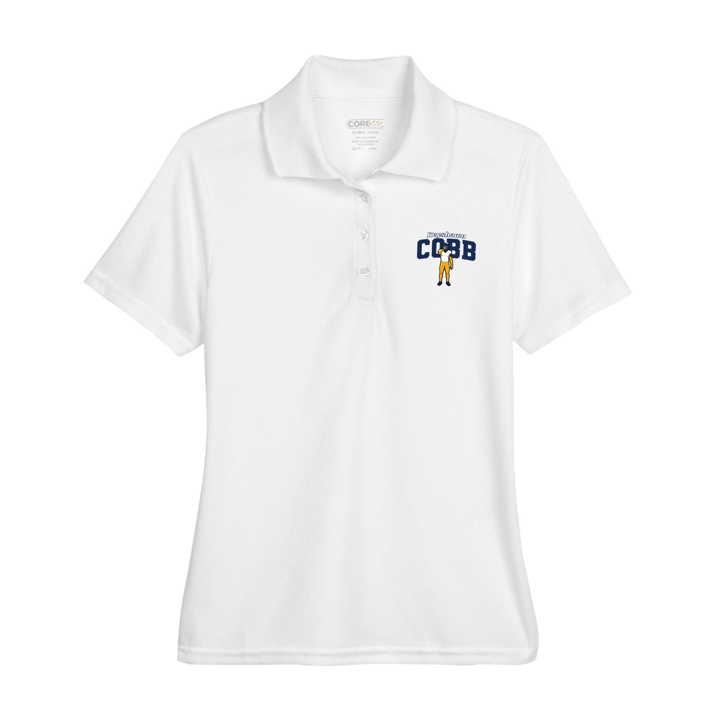 Womens Performance Polo — Name Arch in White