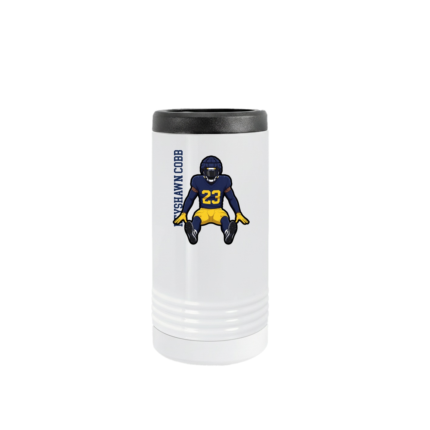 Slim Beverage Holder — Name Vertical in White