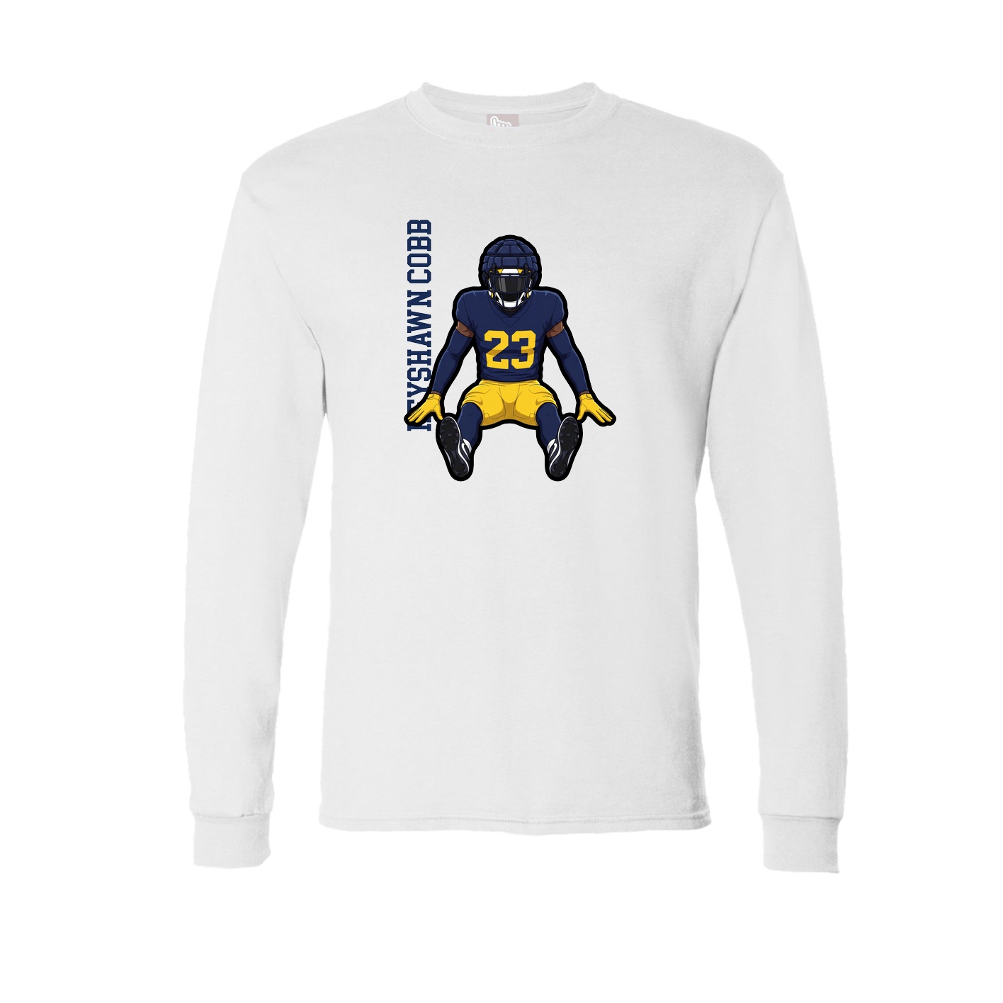 Long Sleeve Tee — Name Vertical in White
