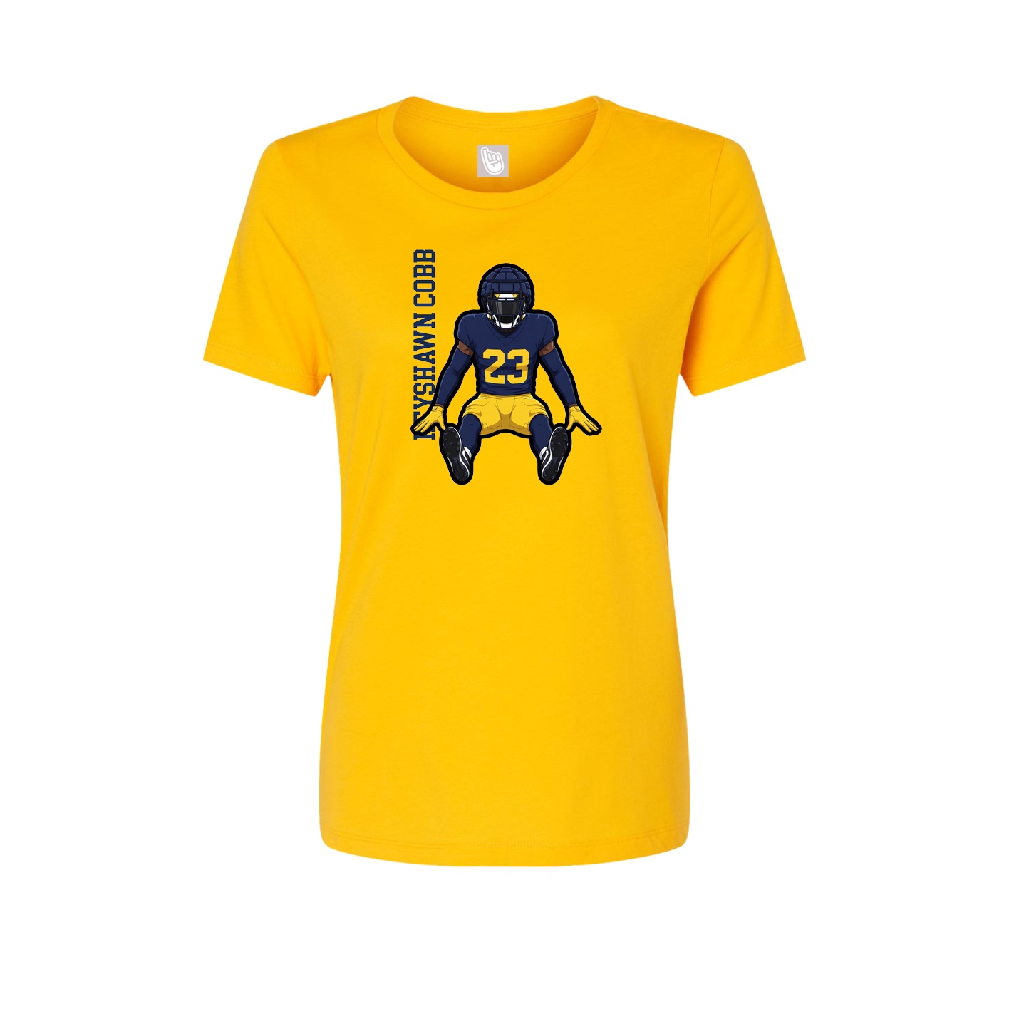 Fitted Women's Tee — Name Vertical in Gold