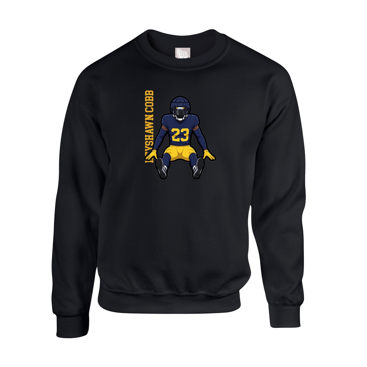 Fleece Crew — Name Vertical in Black