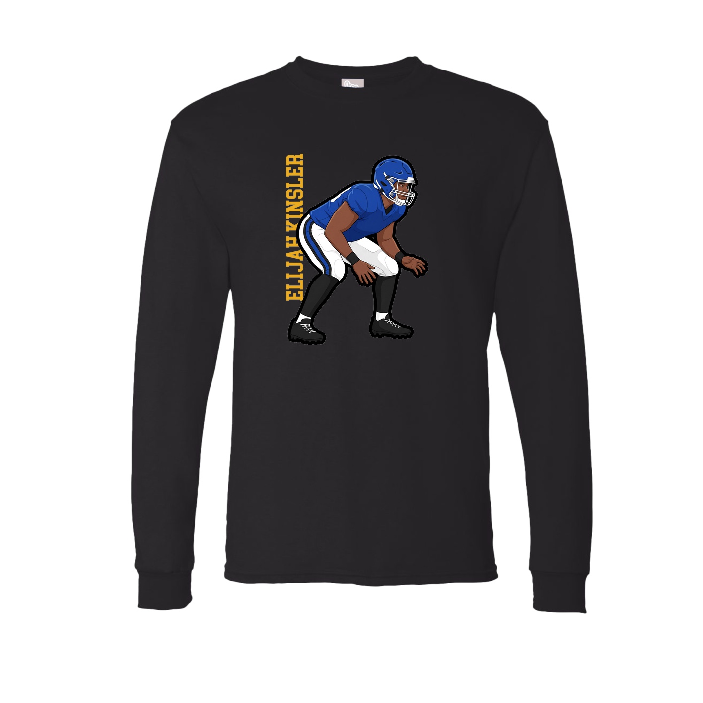 Long Sleeve Tee — Name Vertical in Black