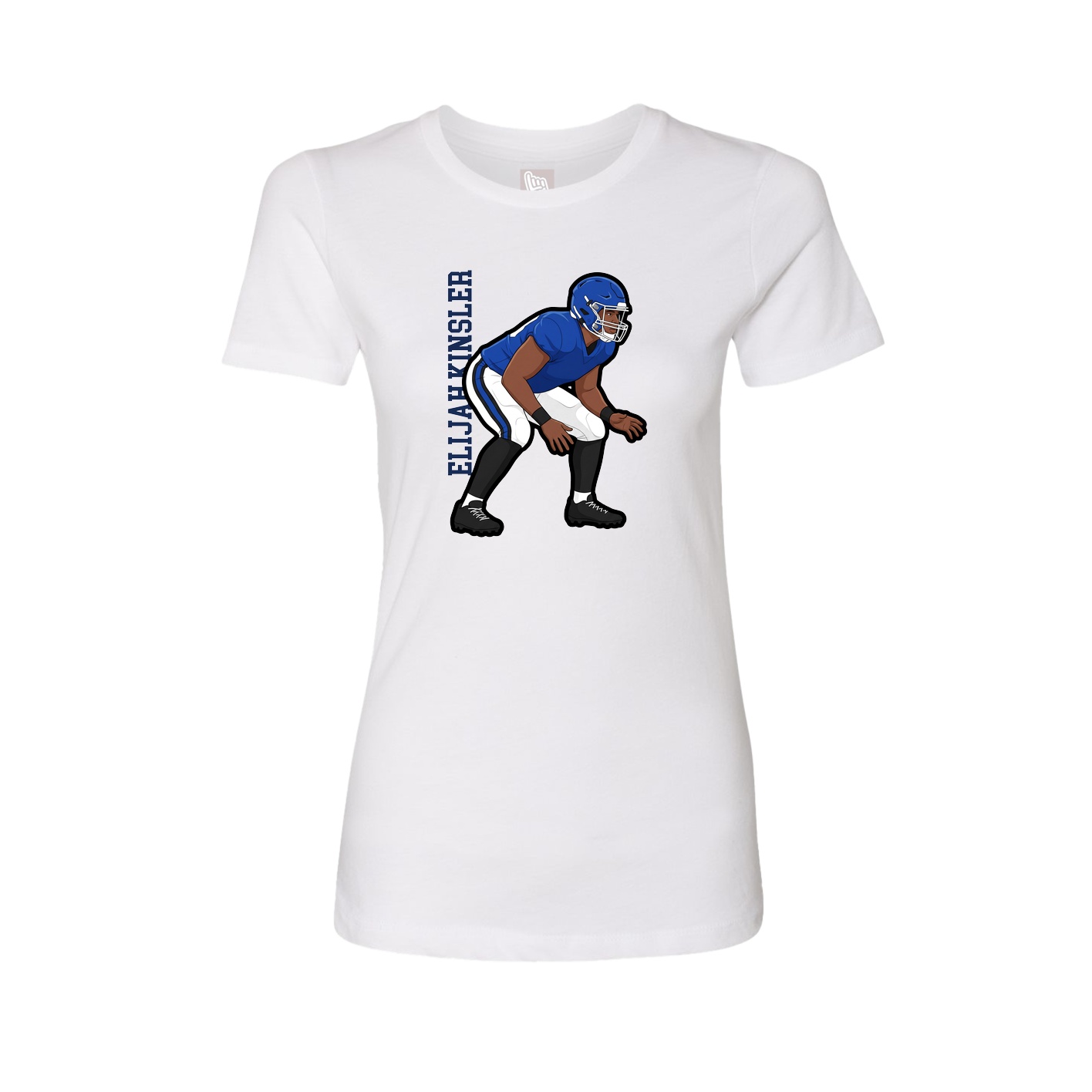 Fitted Women's Tee — Name Vertical in White