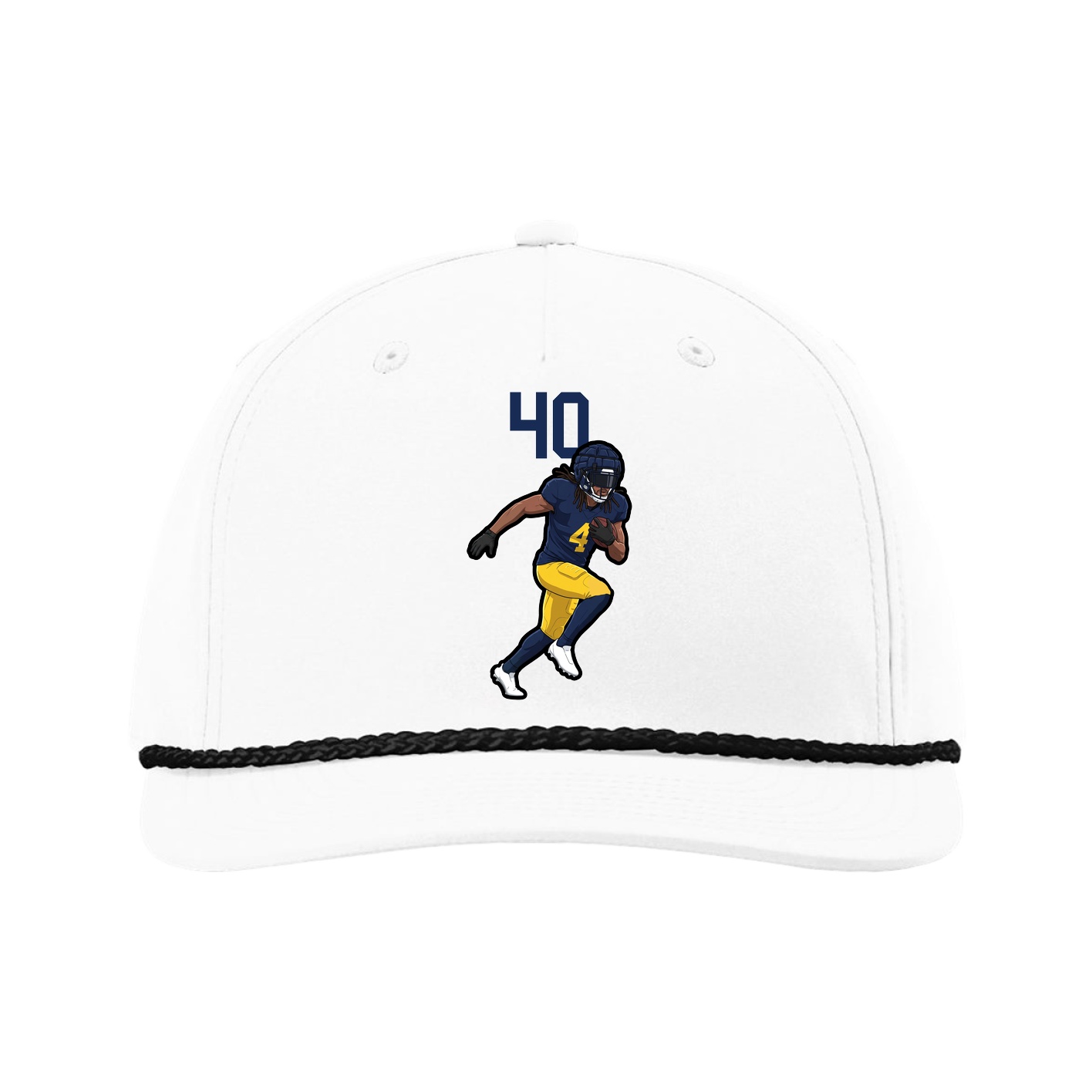 Five-Panel Classic Rope Cap — Number Top in White