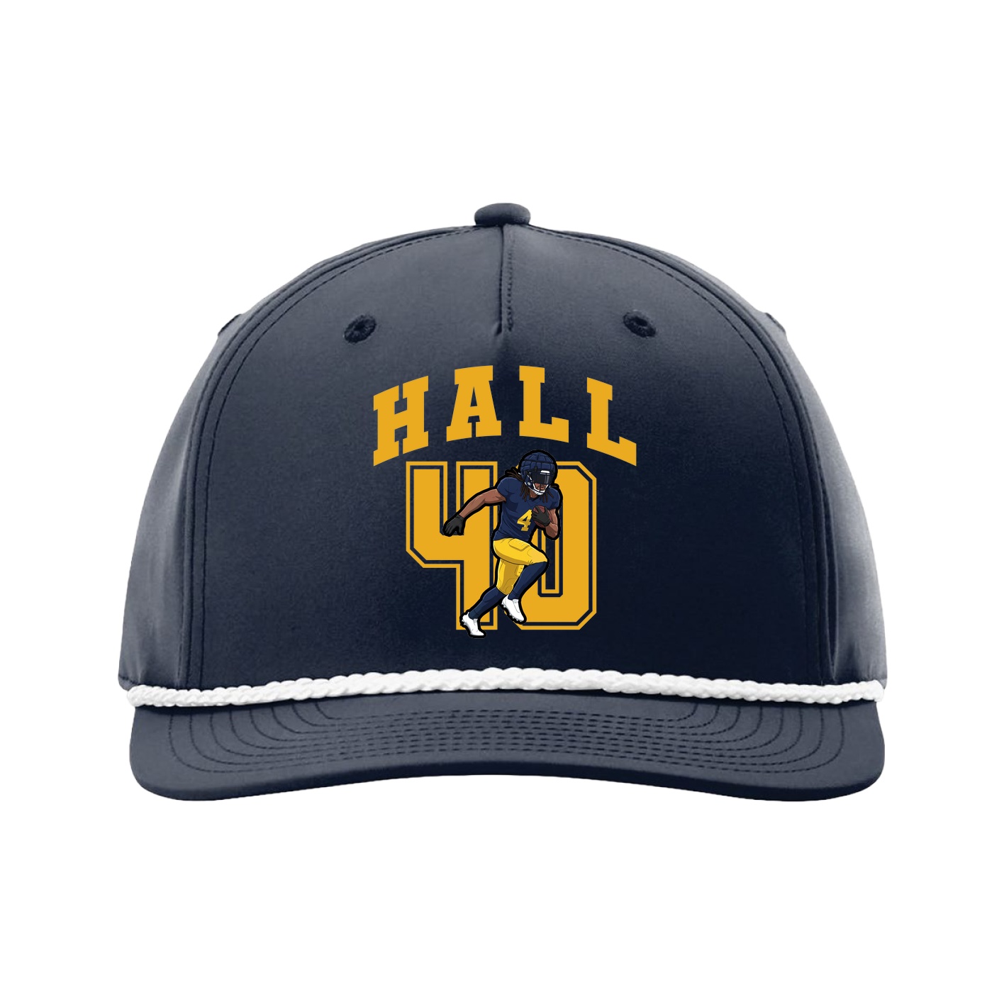 Five-Panel Classic Rope Cap — Number in Navy