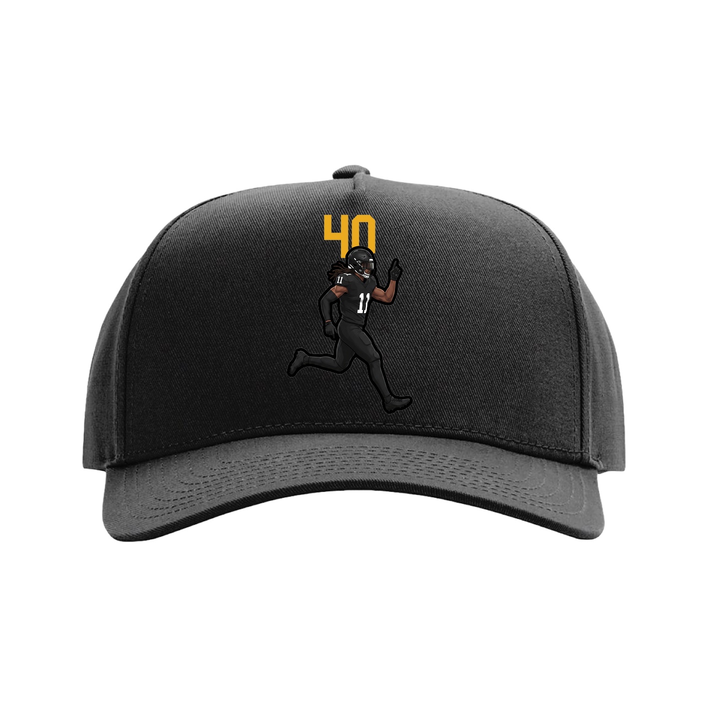 Full Fabric Five-Panel Champ Cap — Number Top in Black