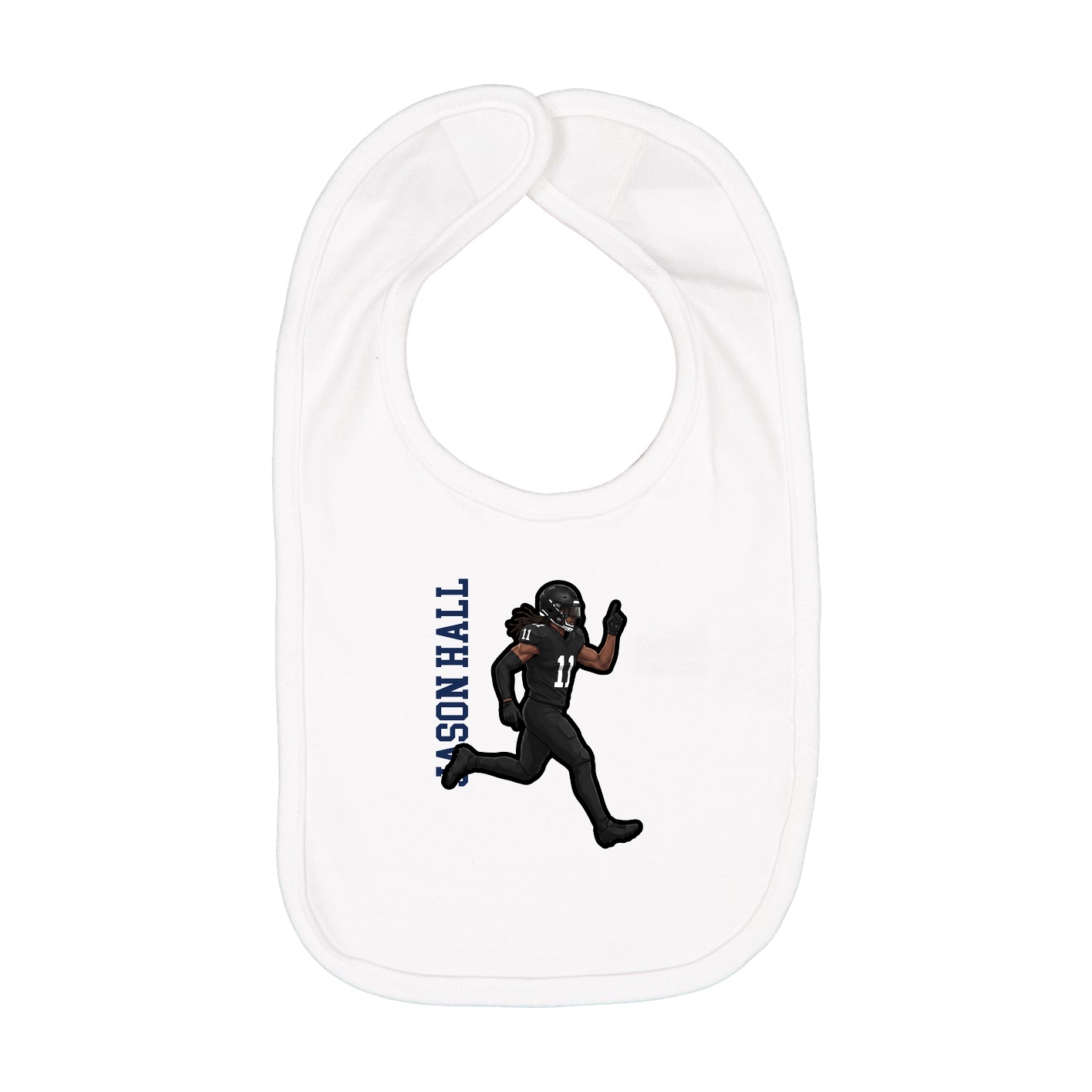 Infant Bib — Name Vertical in White