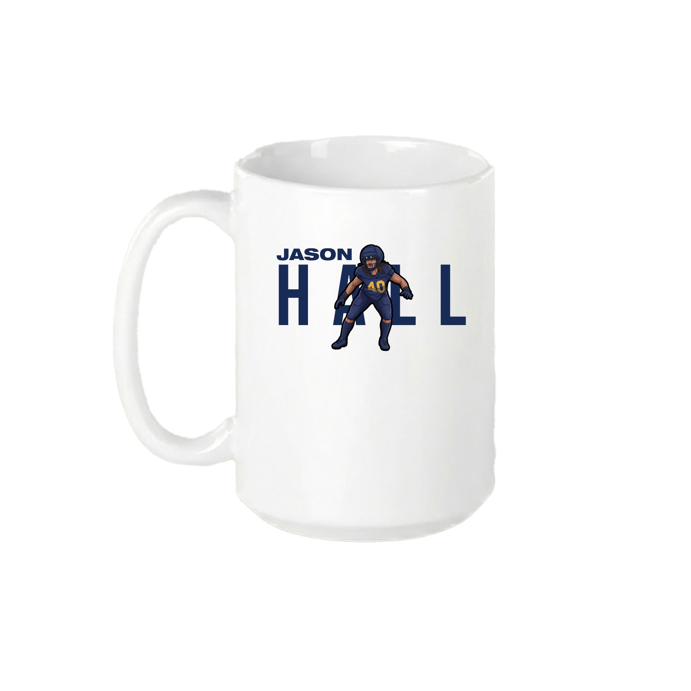 15oz Coffee Mug — Player Name in White