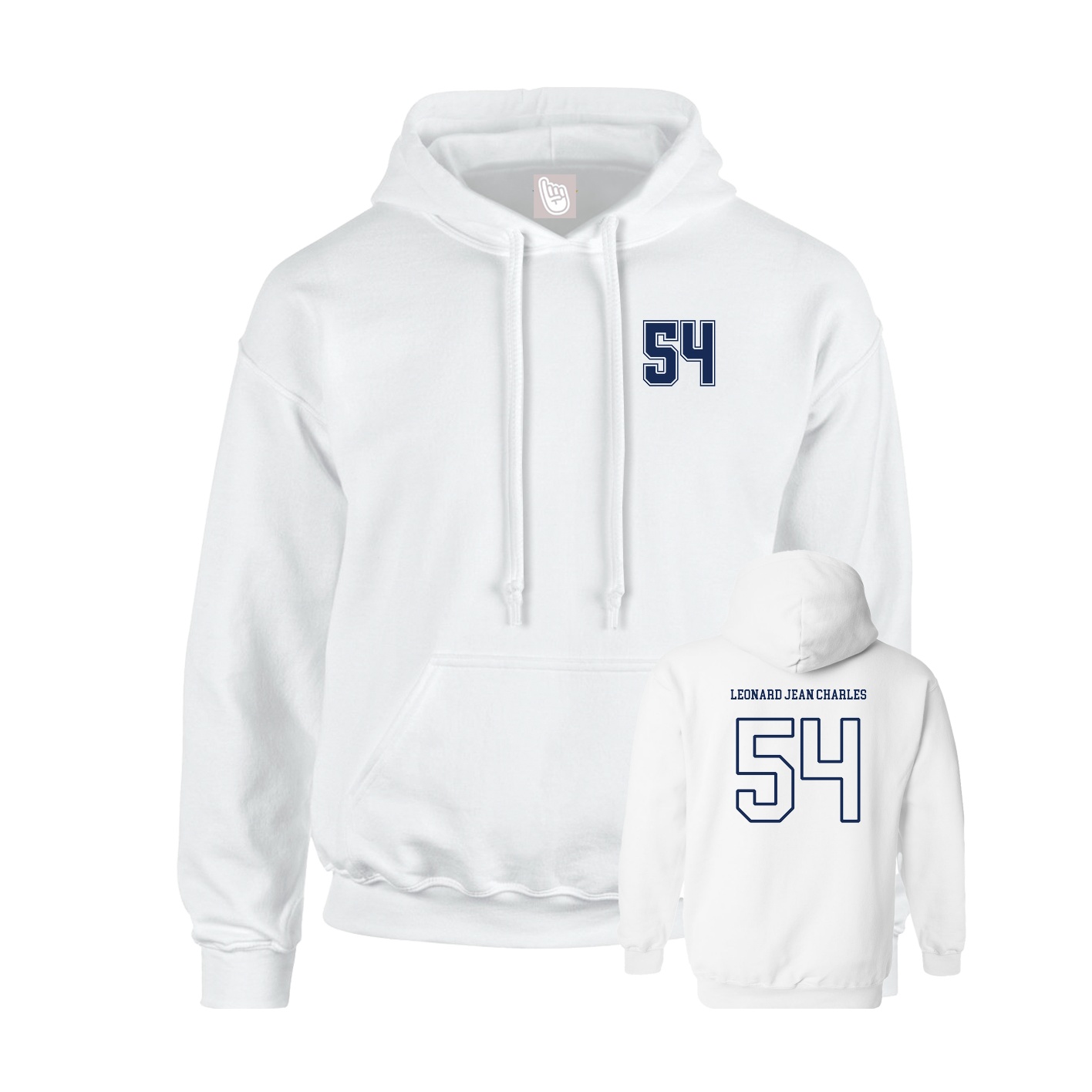 Youth Hoodie — Chest Back in White