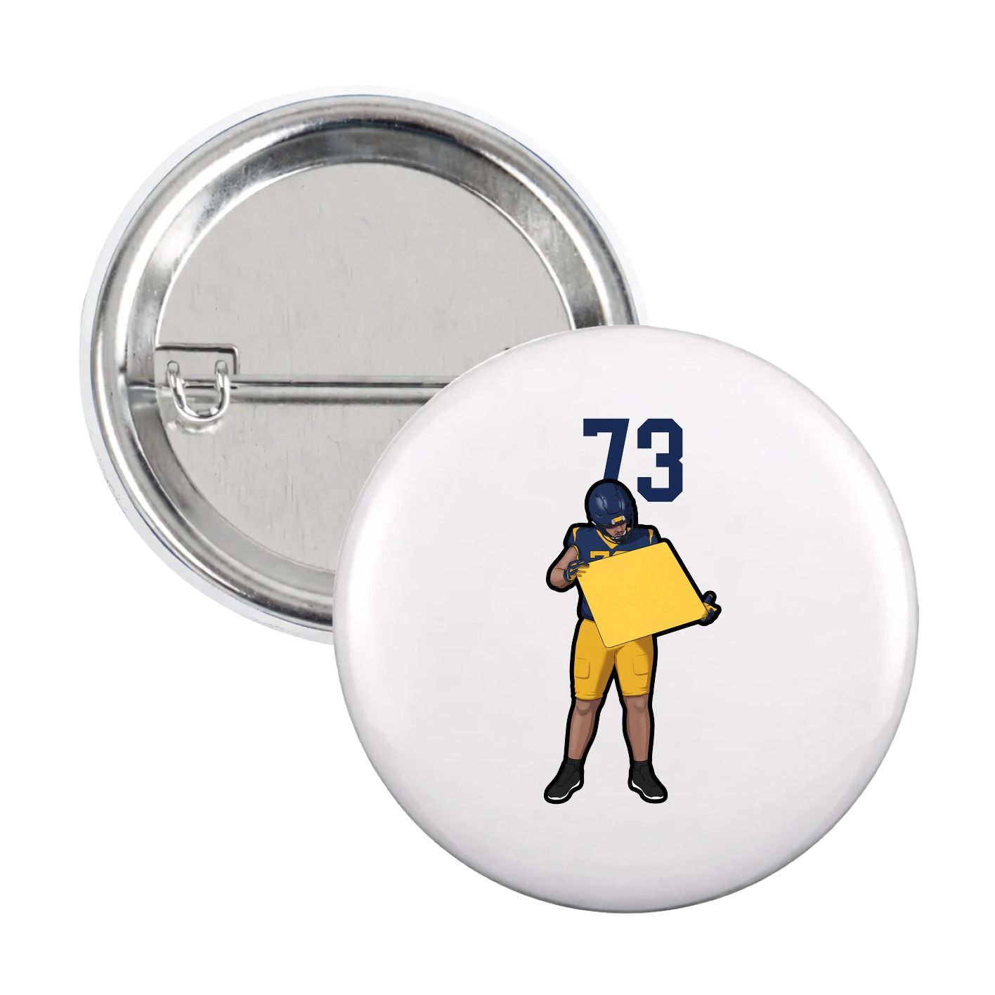 Game Day Button — Number Top in White