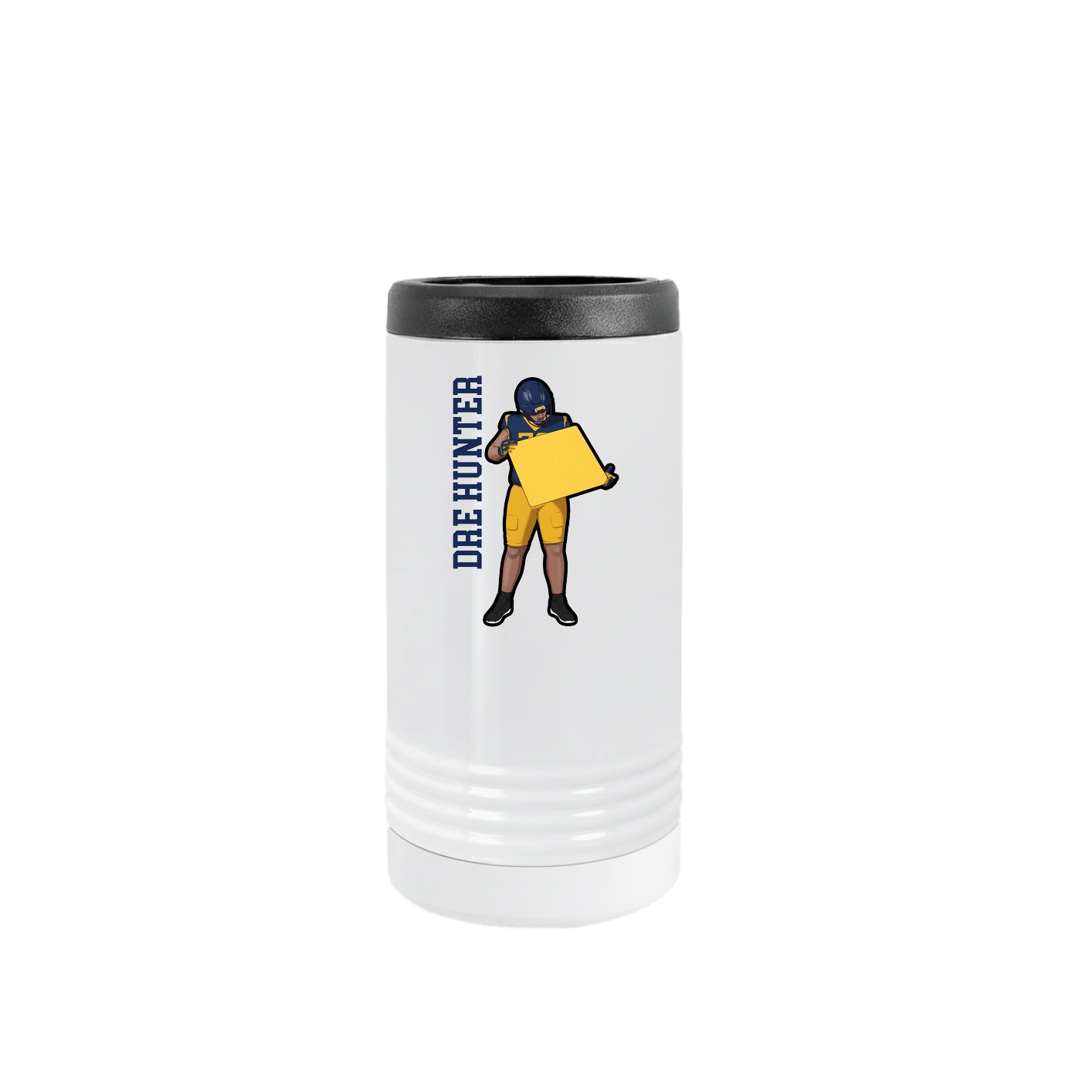 Slim Beverage Holder — Name Vertical in White