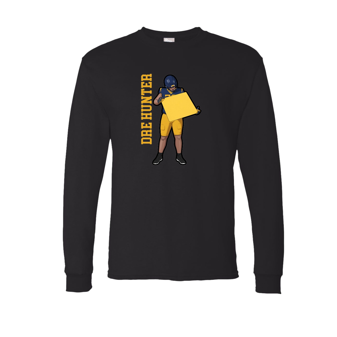 Long Sleeve Tee — Name Vertical in Black
