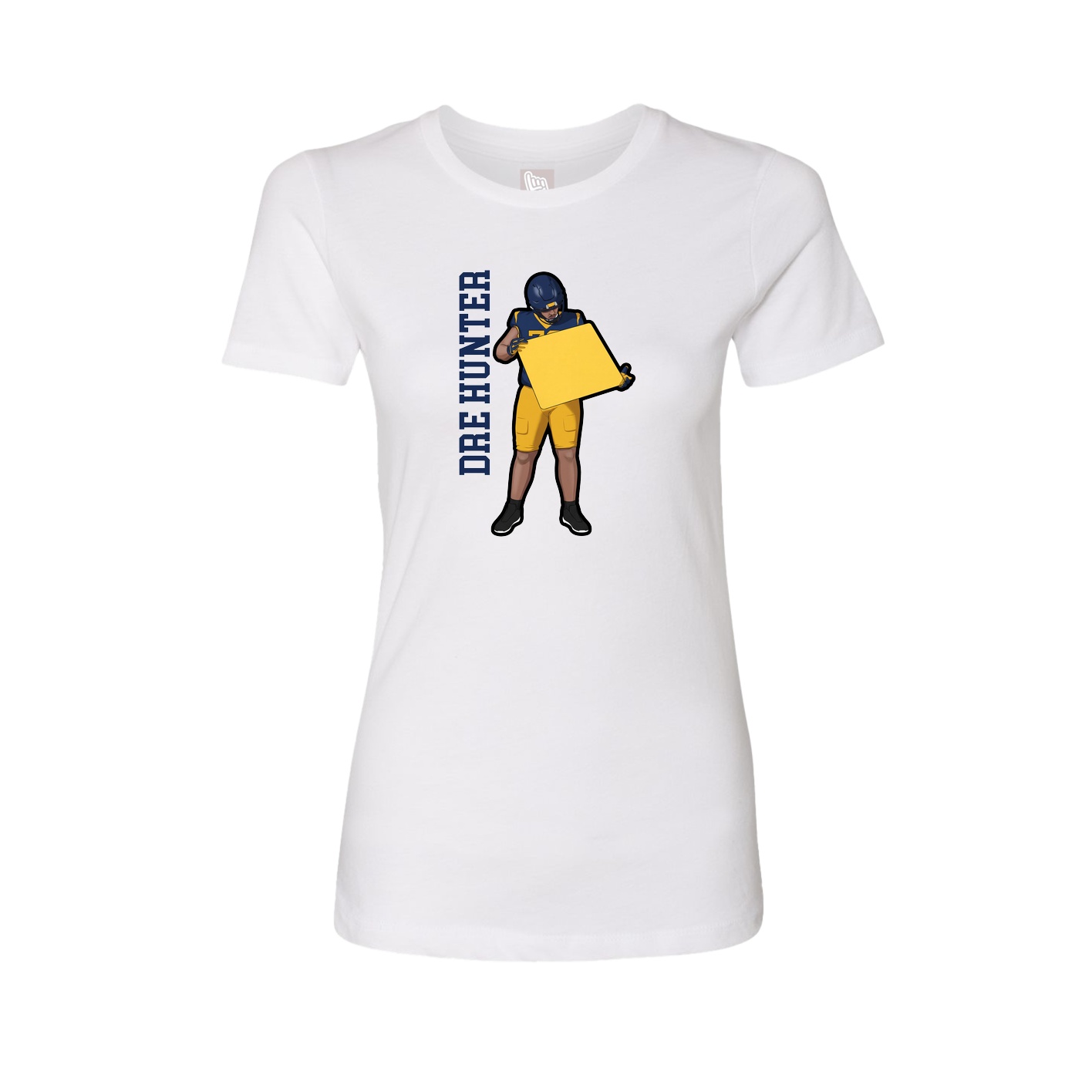 Fitted Women's Tee — Name Vertical in White