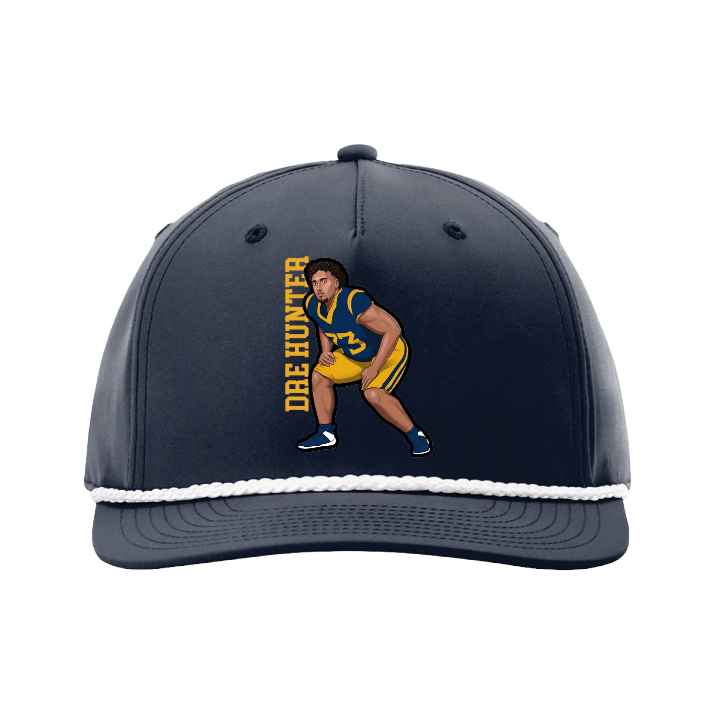 Five-Panel Classic Rope Cap — Name Vertical in Navy