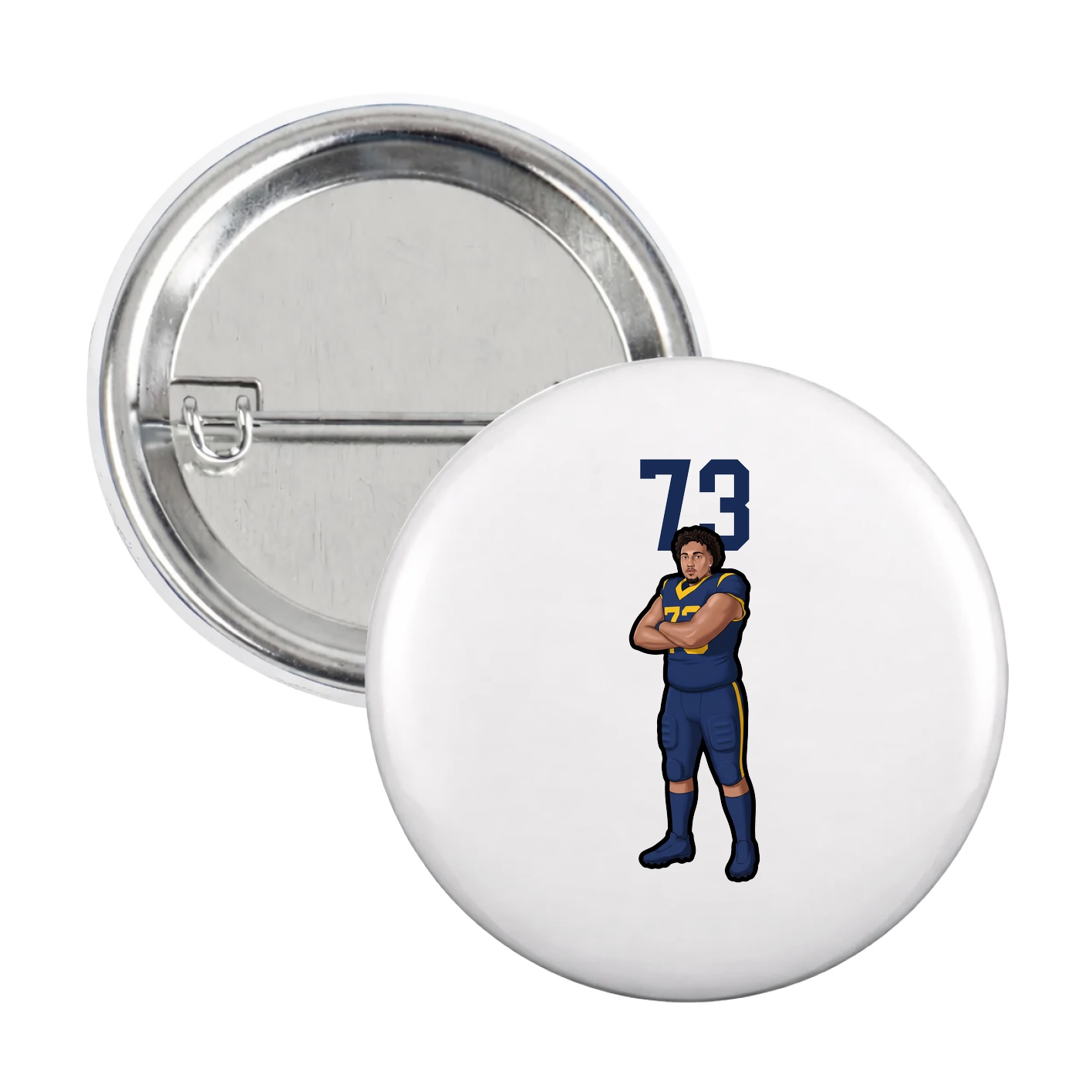 Game Day Button — Number Top in White