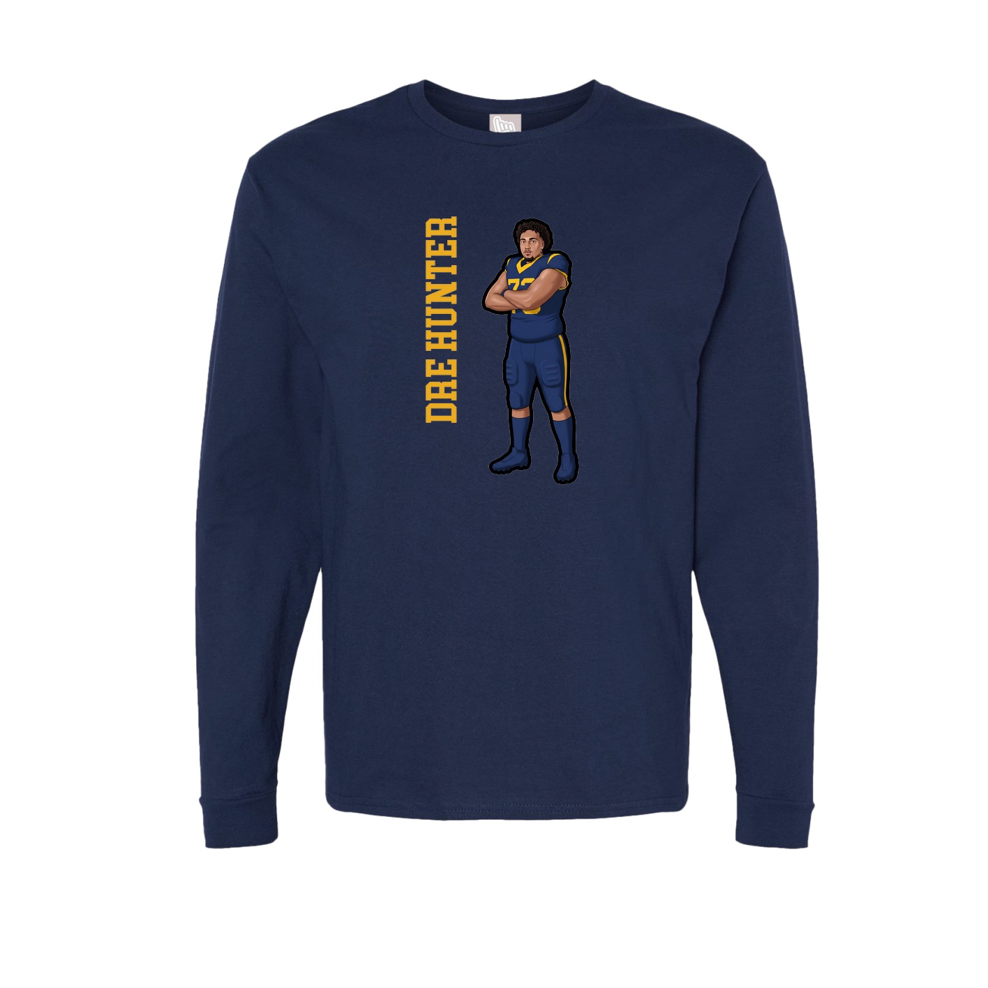 Long Sleeve Tee — Name Vertical in Navy