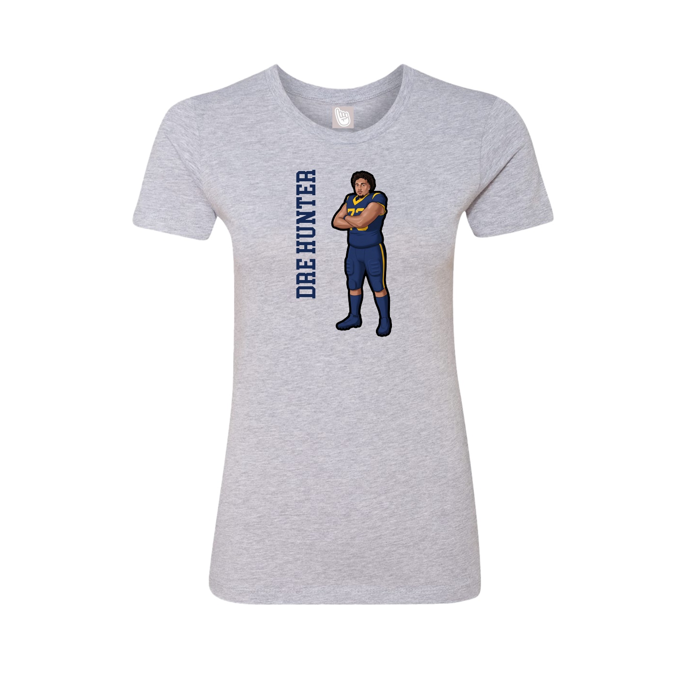 Fitted Women's Tee — Name Vertical in Grey