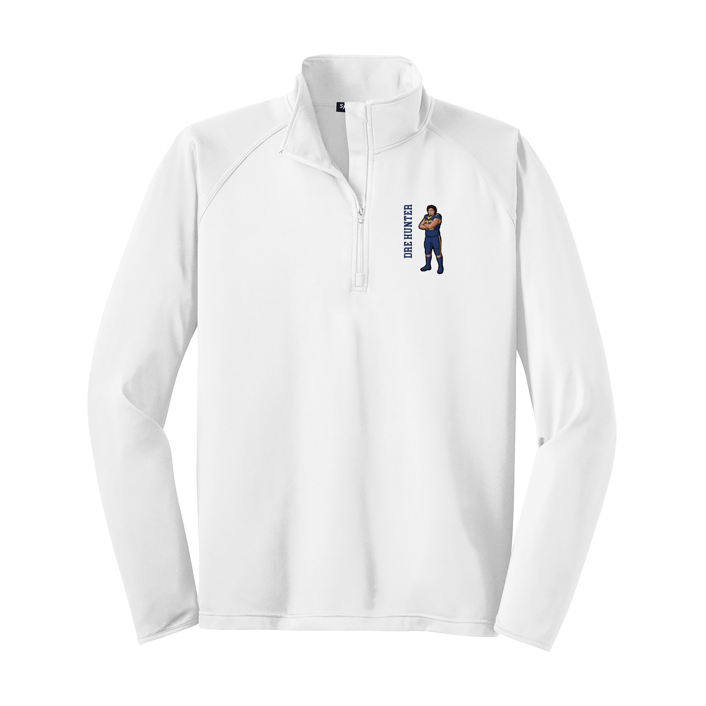 Q-Zip Pullover — Name Vertical in White