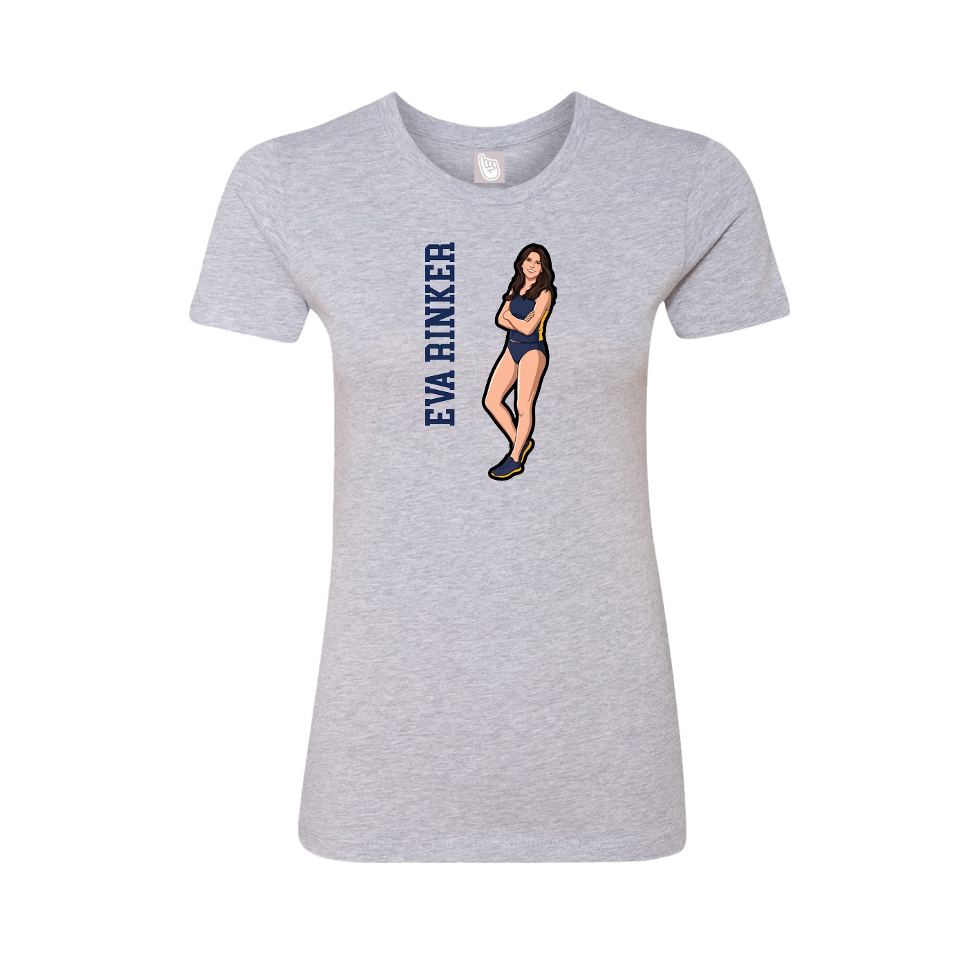 Fitted Women's Tee — Name Vertical in Grey