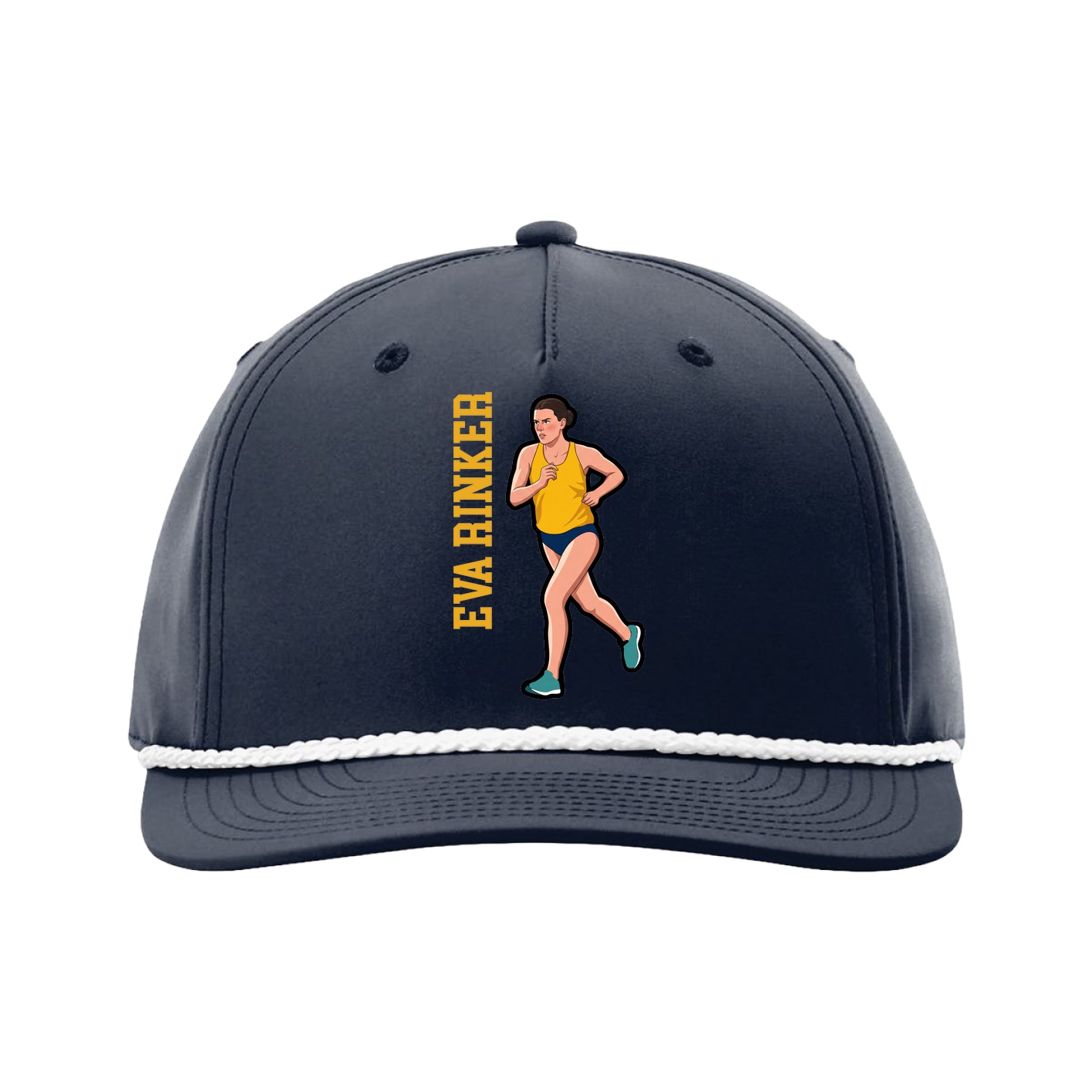 Five-Panel Classic Rope Cap — Name Vertical in Navy