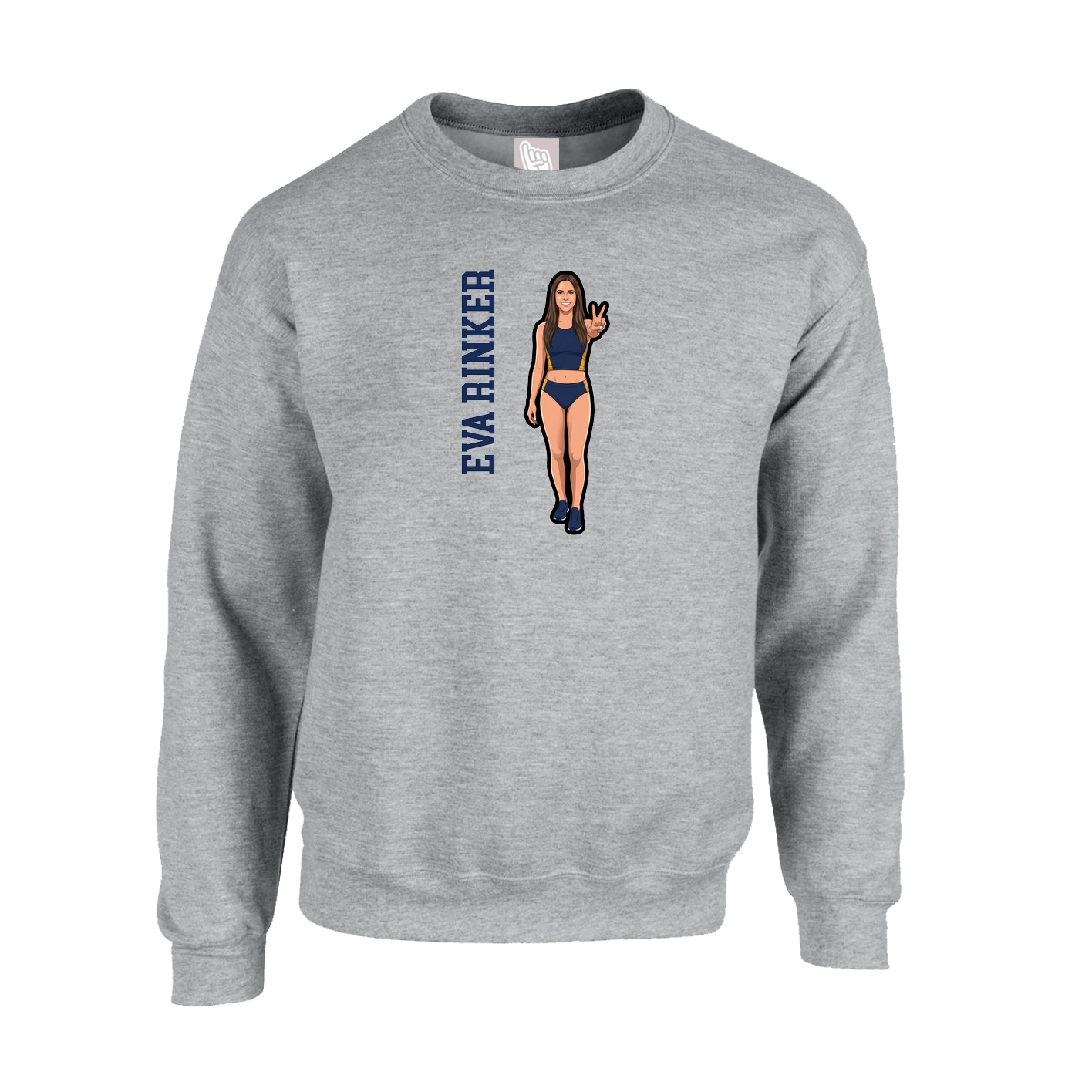 Fleece Crew — Name Vertical in Grey