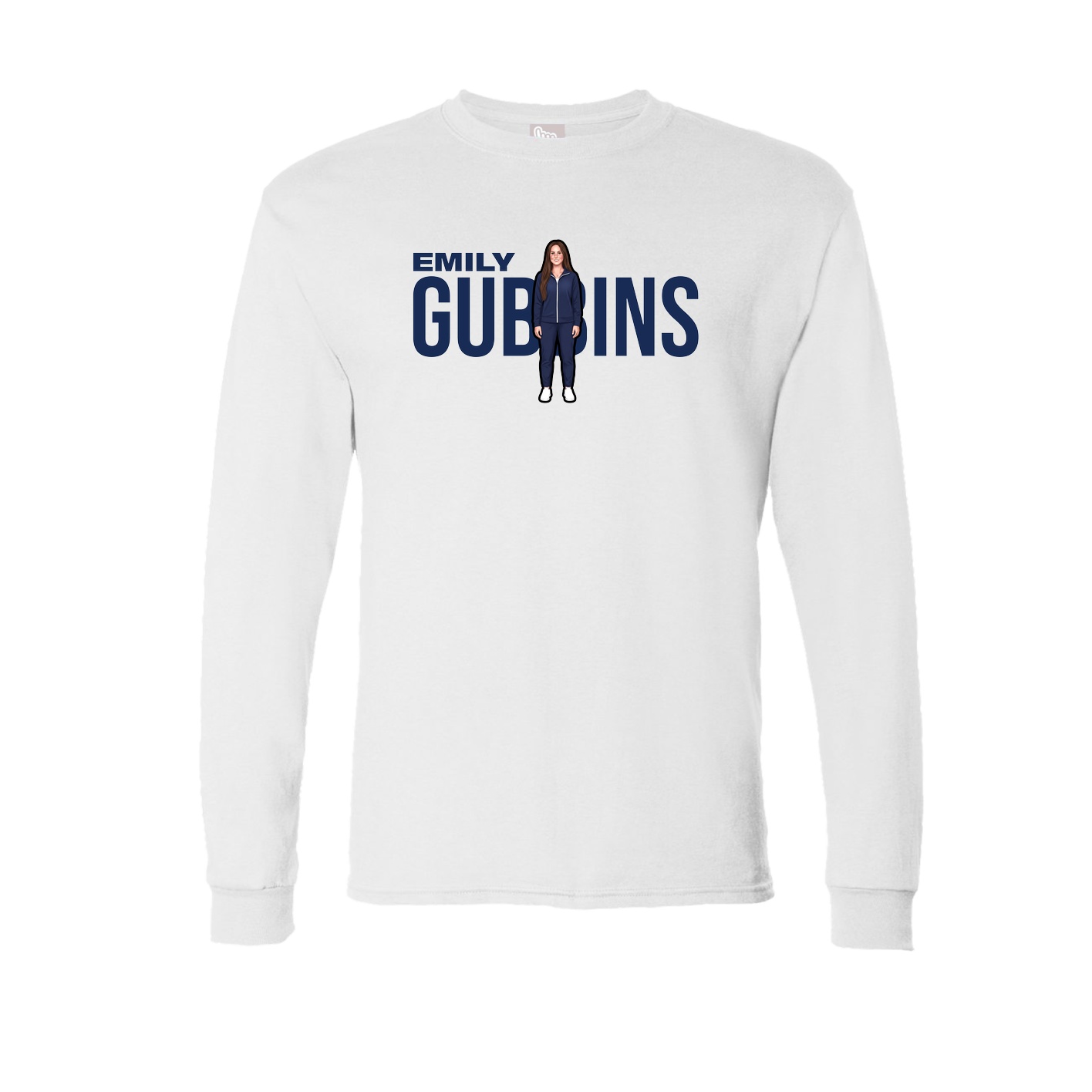 Long Sleeve Tee — Player Name in White