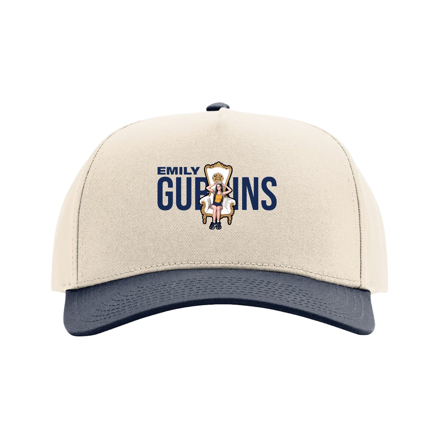 Full Fabric Five-Panel Champ Cap — Player Name in Cream/Navy