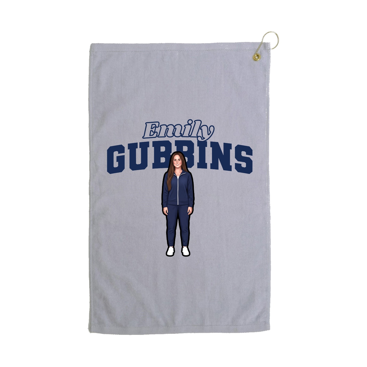 Golf Towel — Name Arch in Grey