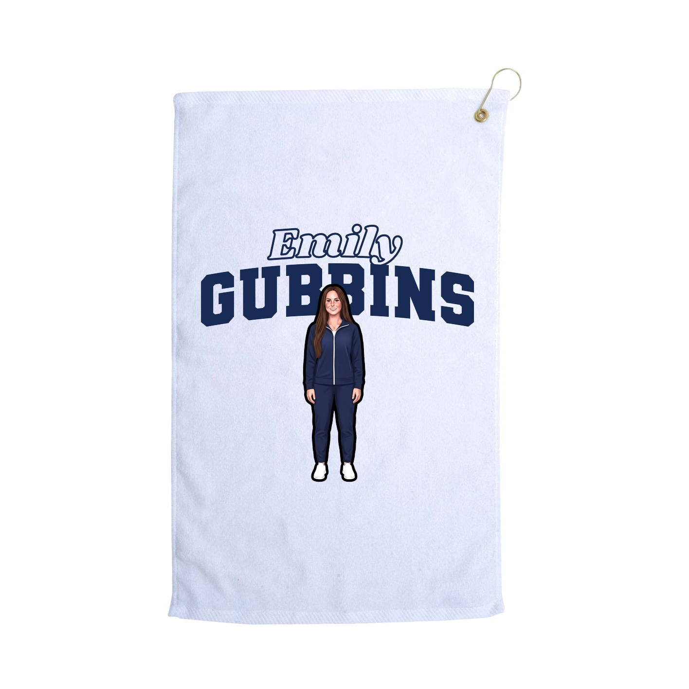 Golf Towel — Name Arch in White