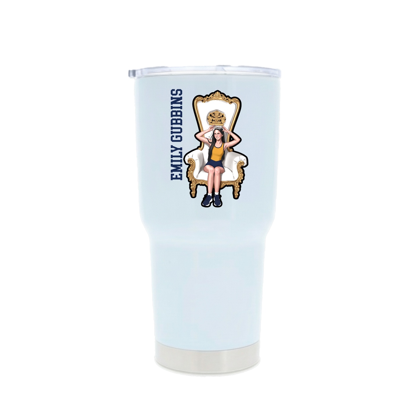 30oz Stainless Steel Tumbler — Name Vertical in White