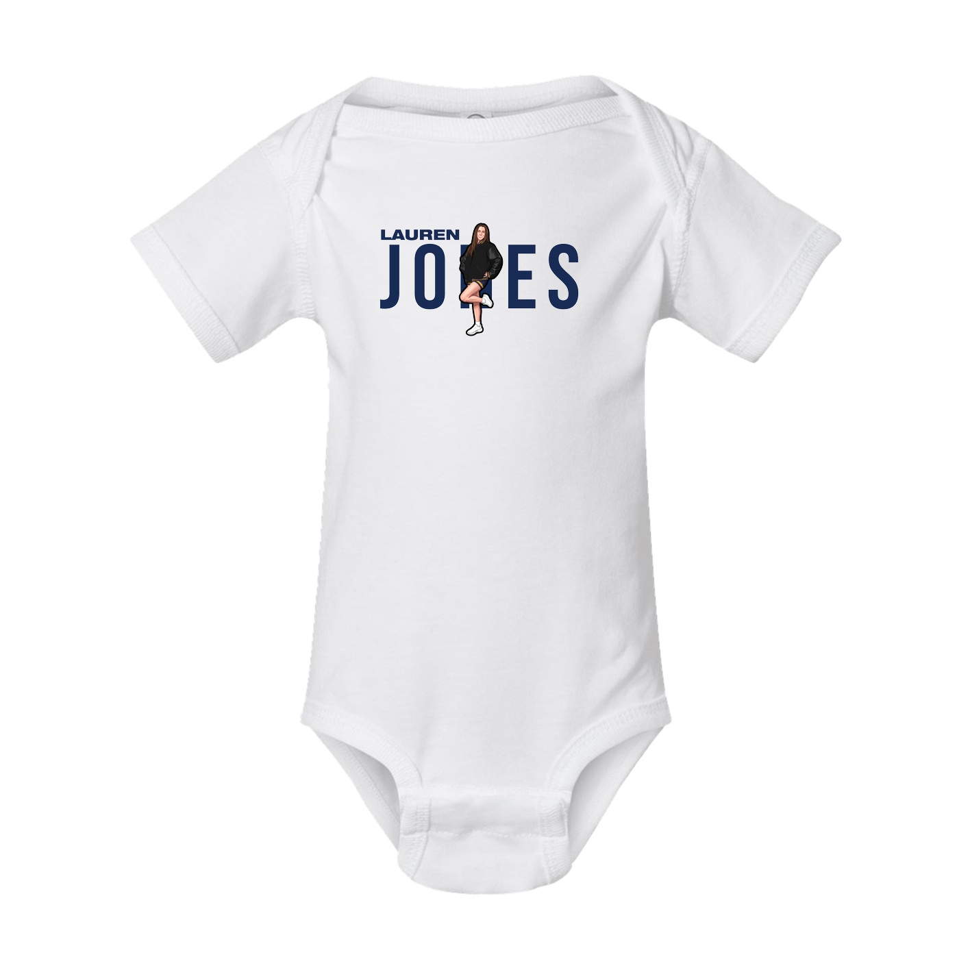 Baby Onesie — Player Name in White