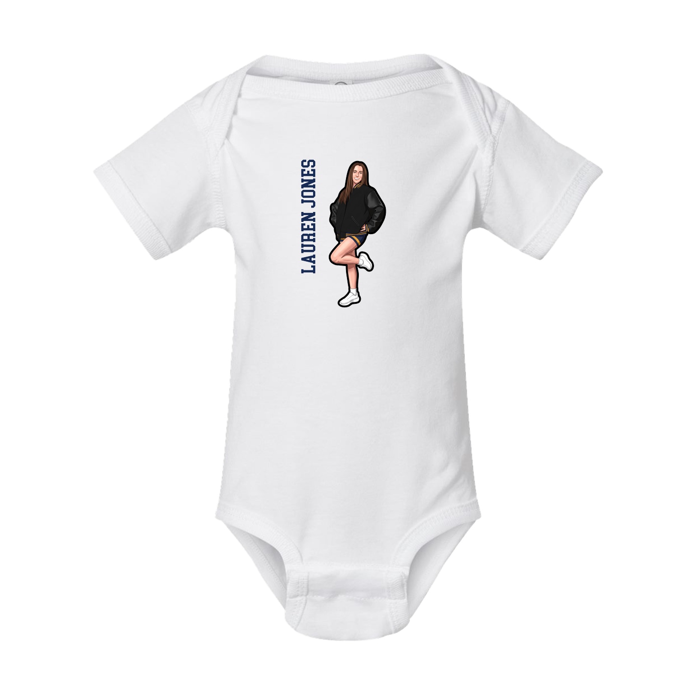 Baby Onesie — Name Vertical in White
