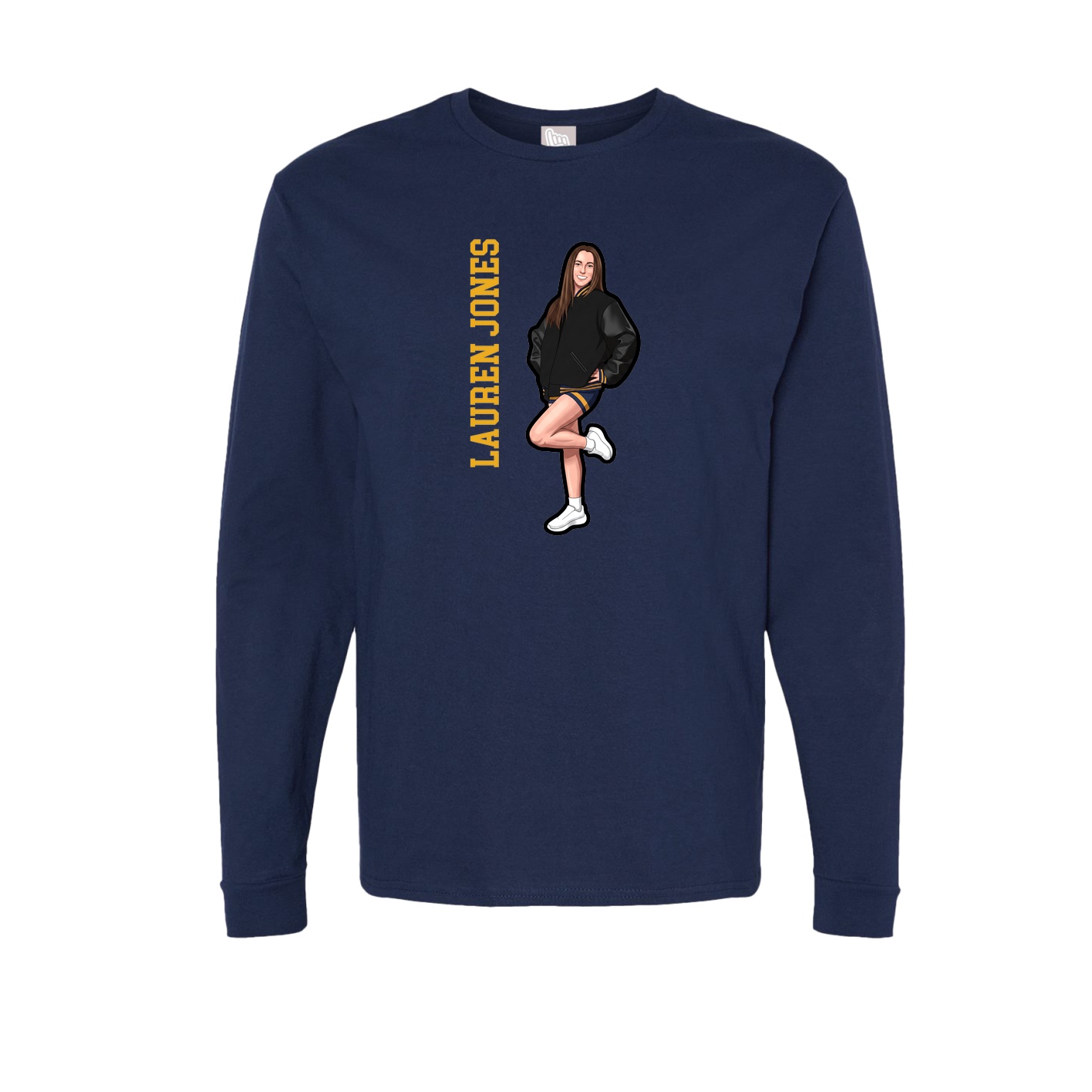 Long Sleeve Tee — Name Vertical in Navy