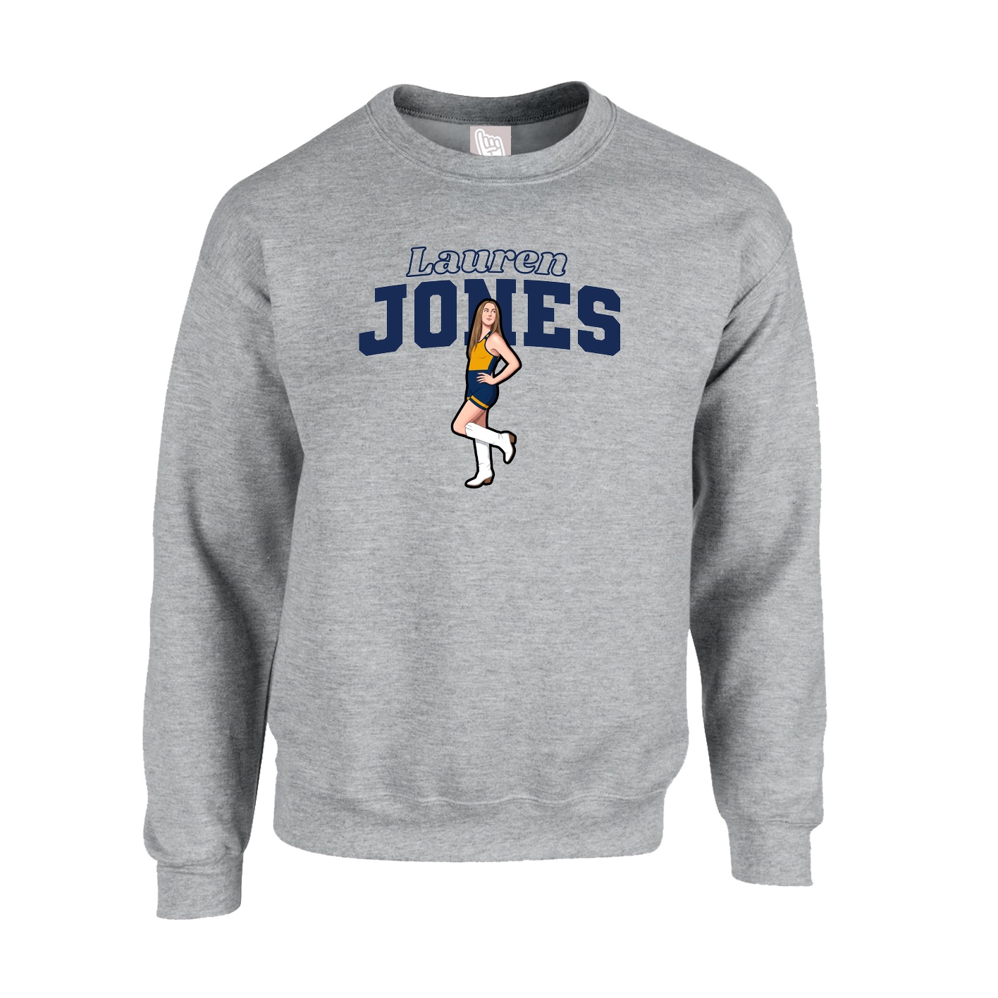 Fleece Crew — Name Arch in Grey