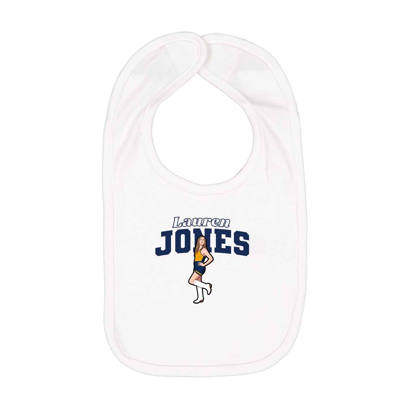 Infant Bib — Name Arch in White