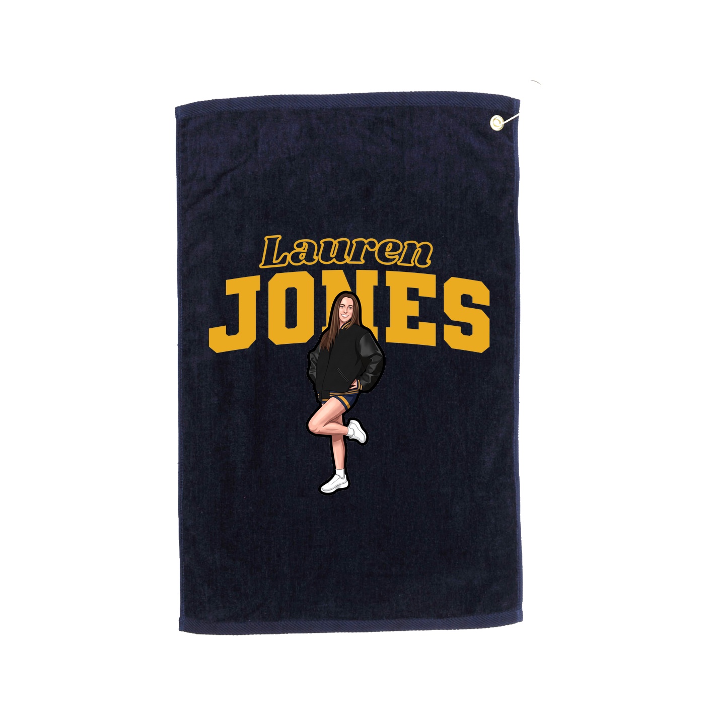Golf Towel — Name Arch in Navy