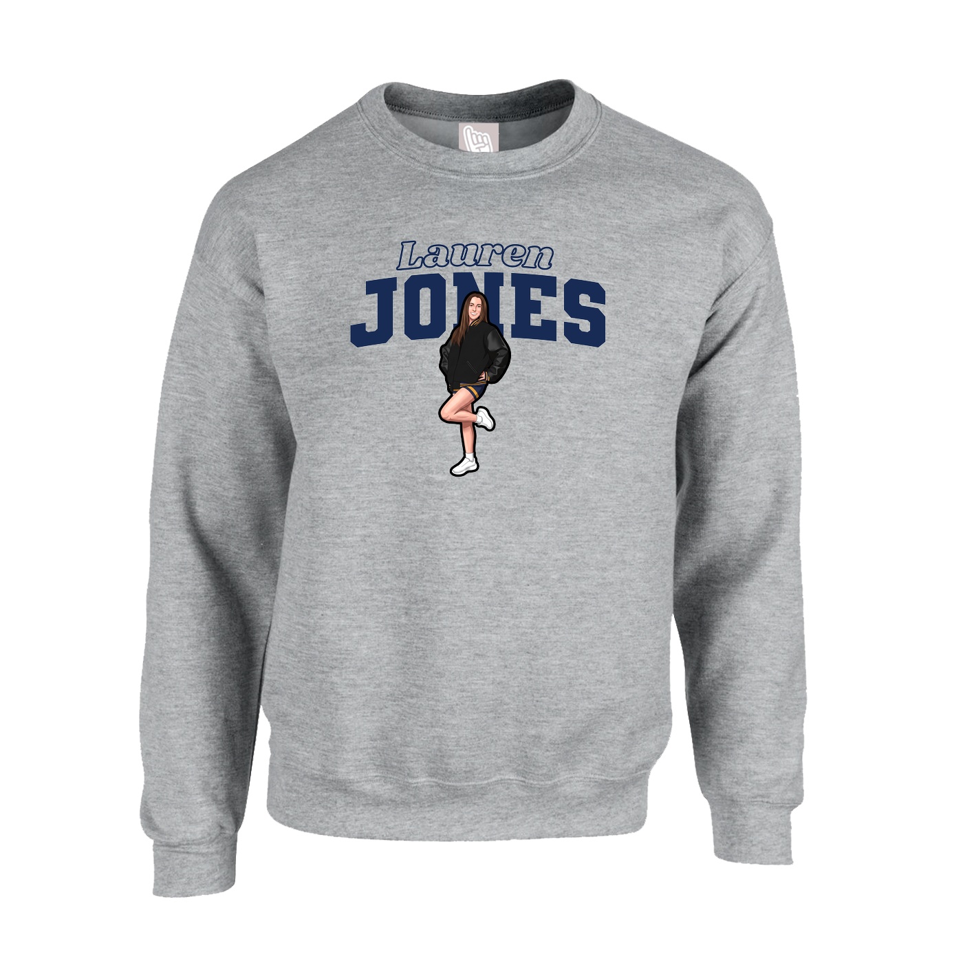 Fleece Crew — Name Arch in Grey